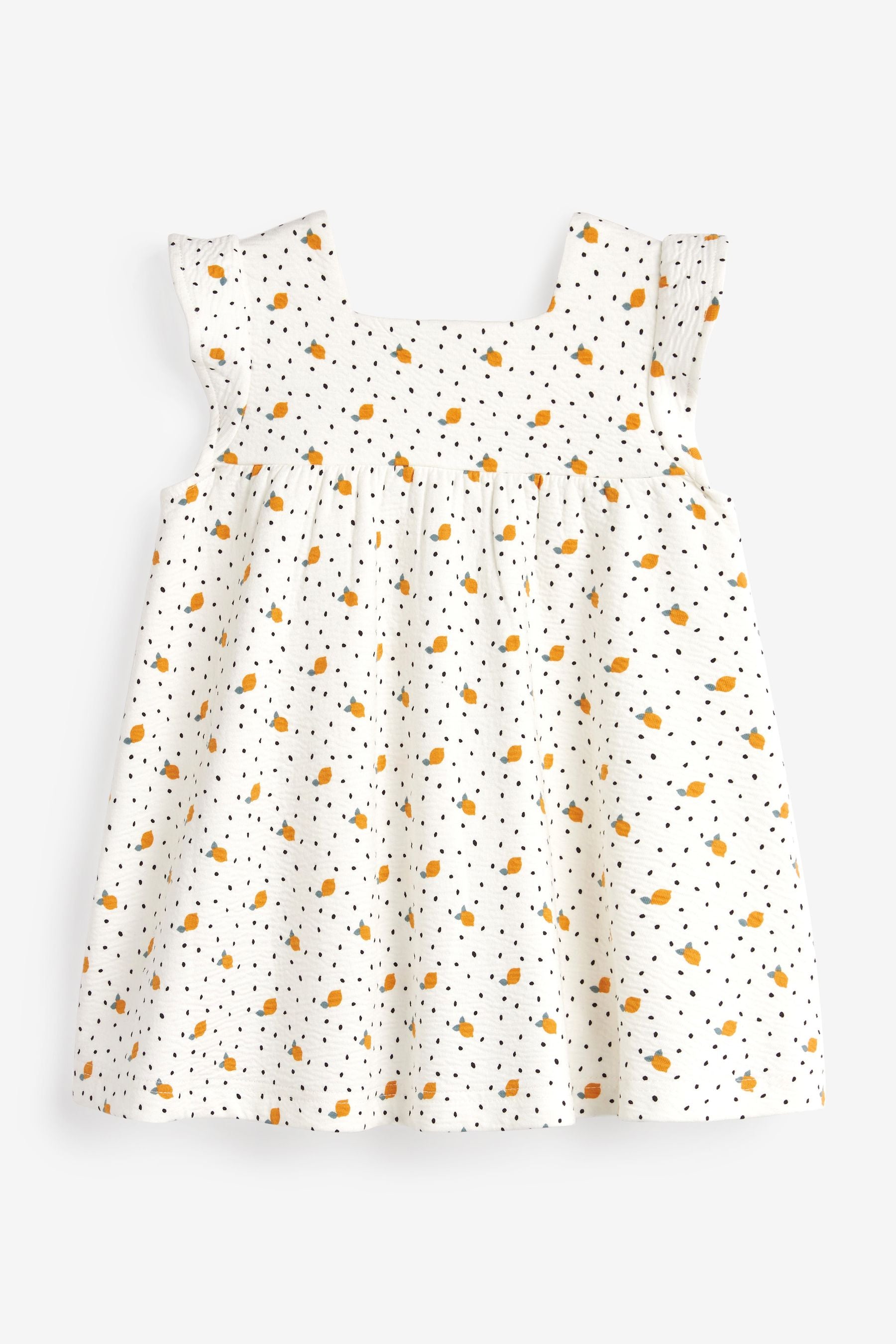 Cream Floral Short Sleeve Textured Jersey Dress (3mths-7yrs)