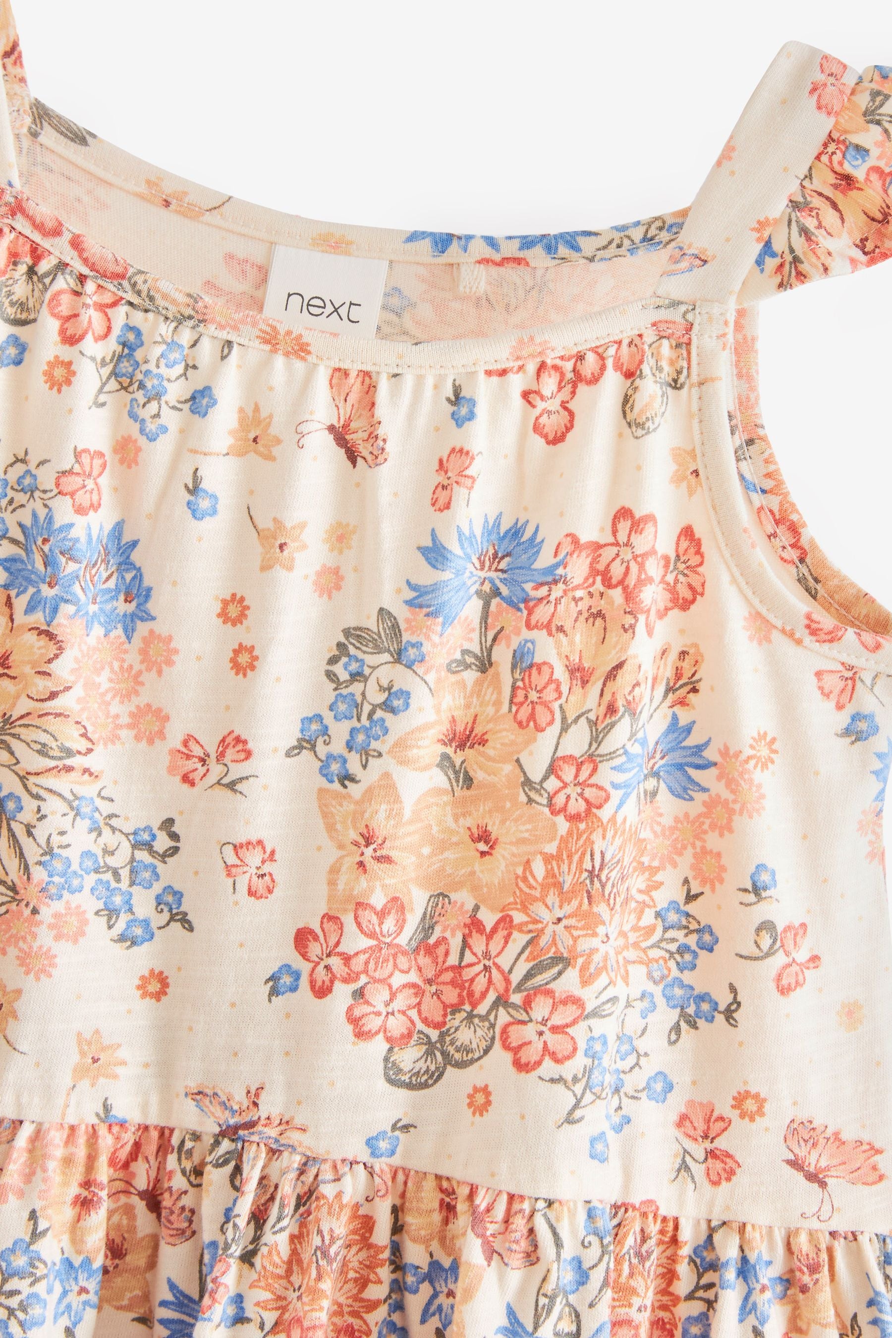 Cream Floral Sleeveless Jersey Sundress (3mths-7yrs)