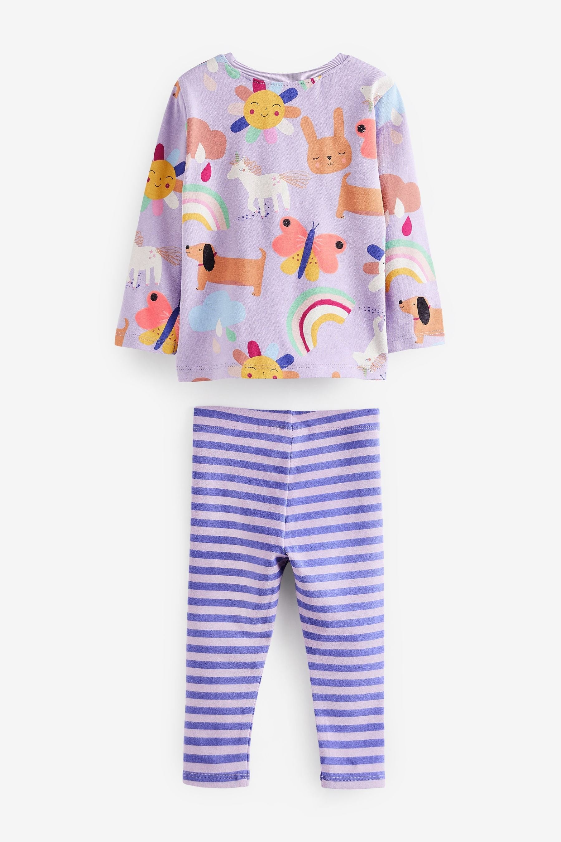 Lilac Purple Unicorn Long Sleeve Cotton T-Shirt And Leggings Set (3mths-7yrs)