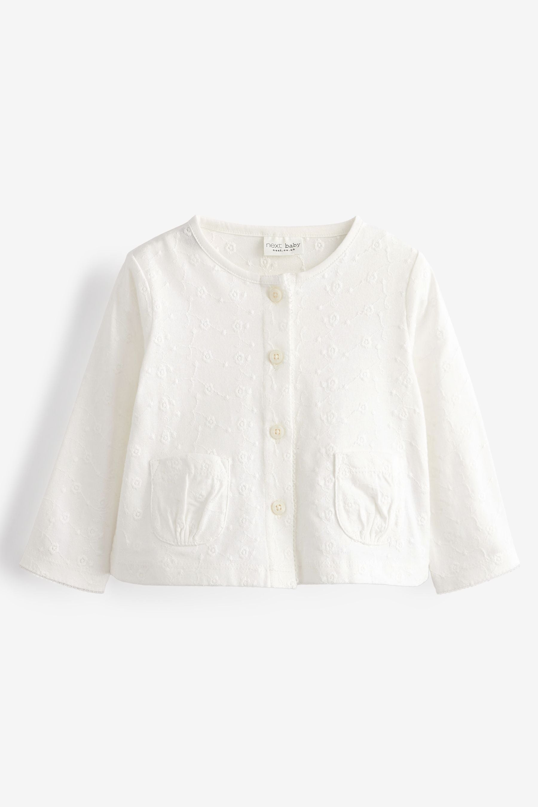 Cream Baby Broderie Jersey Cardigan (0mths-2yrs)