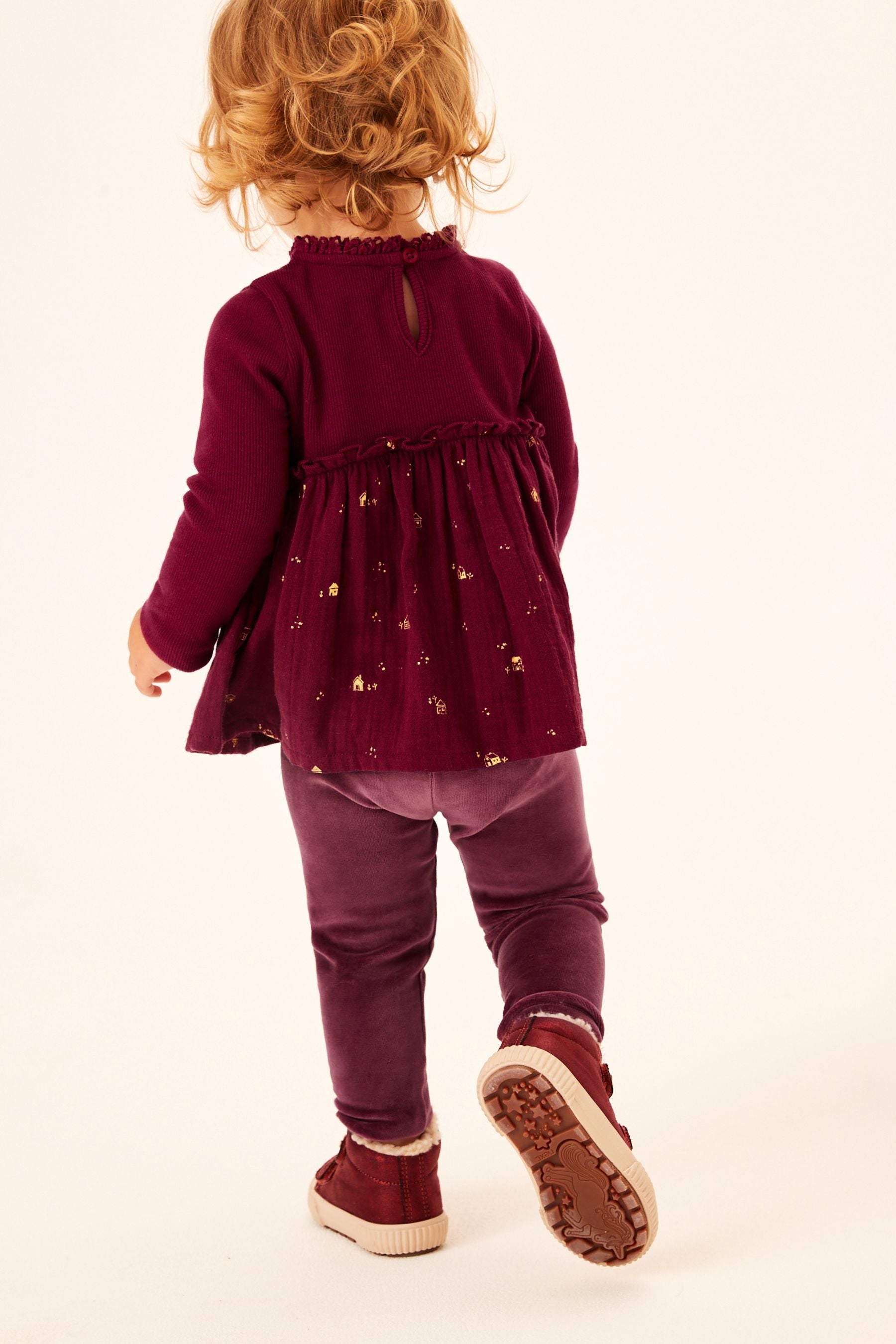 Burgundy Red Velvet Leggings (3mths-7yrs)