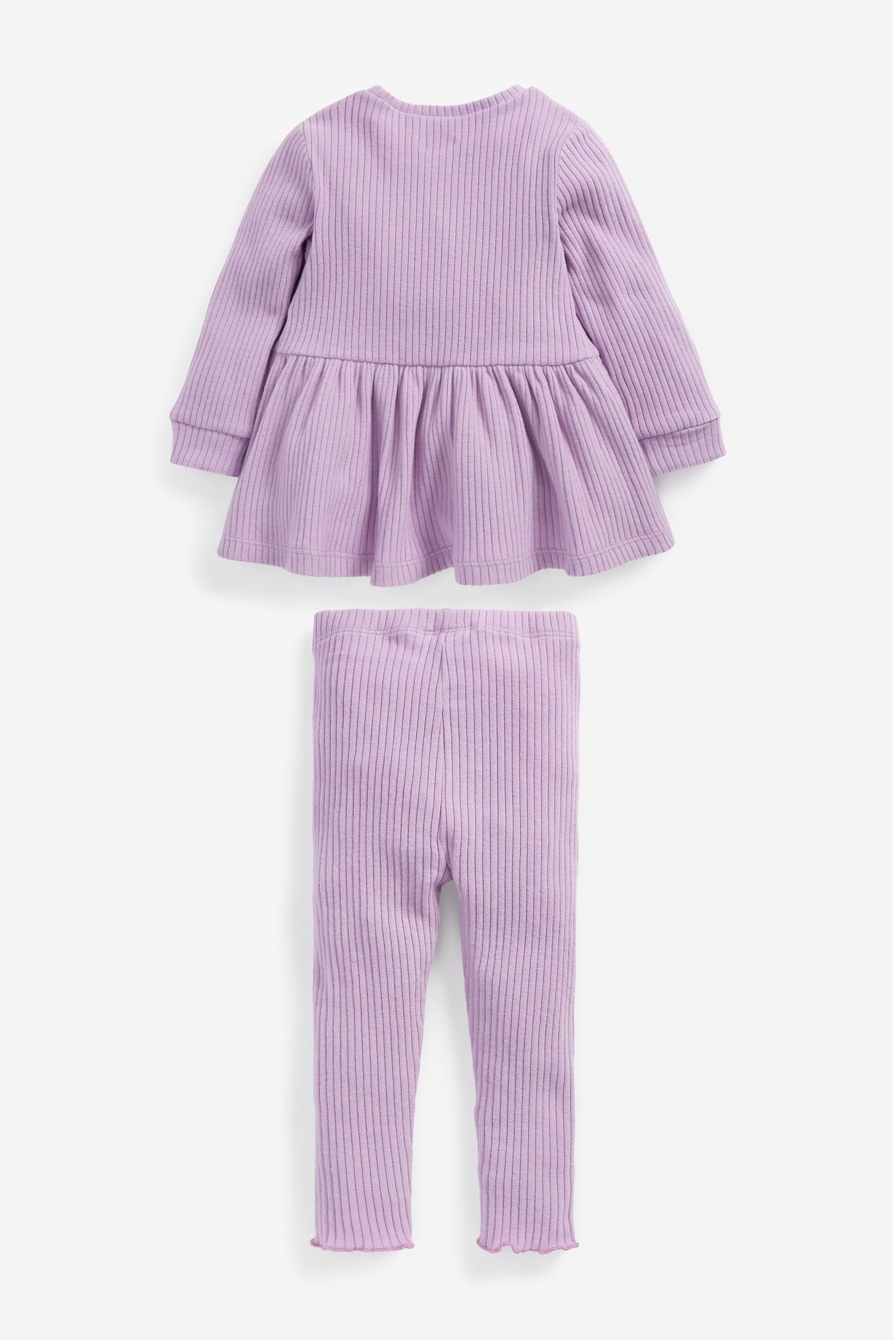 Lilac Purple Long Sleeve Knitted Peplum Legging Set (3mths-7yrs)