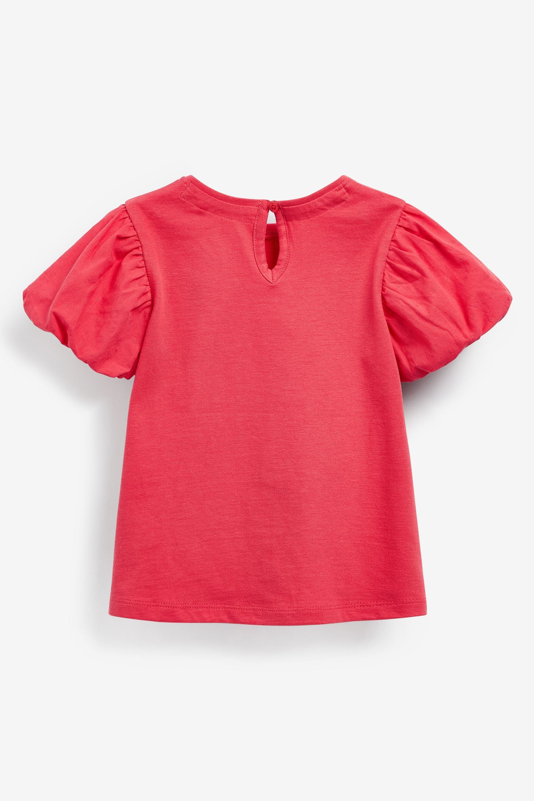 Red Cotton Puff Sleeve T-Shirt (3mths-7yrs)