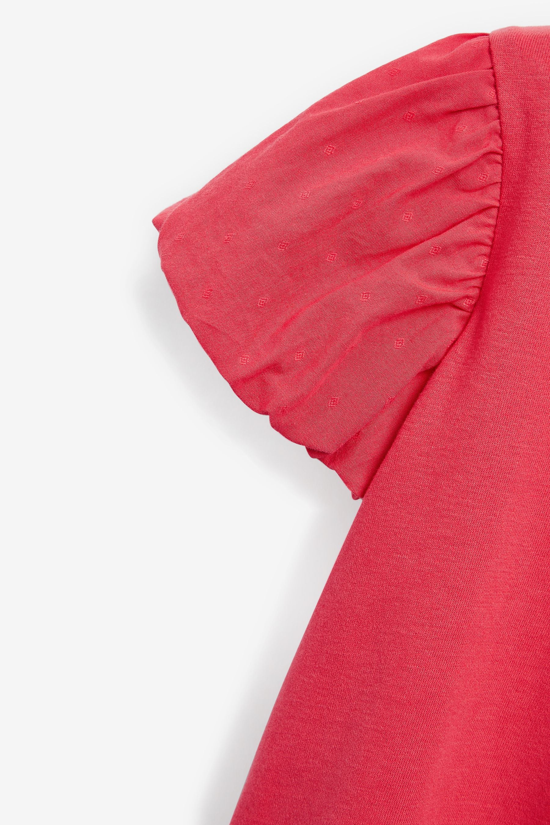 Red Cotton Puff Sleeve T-Shirt (3mths-7yrs)