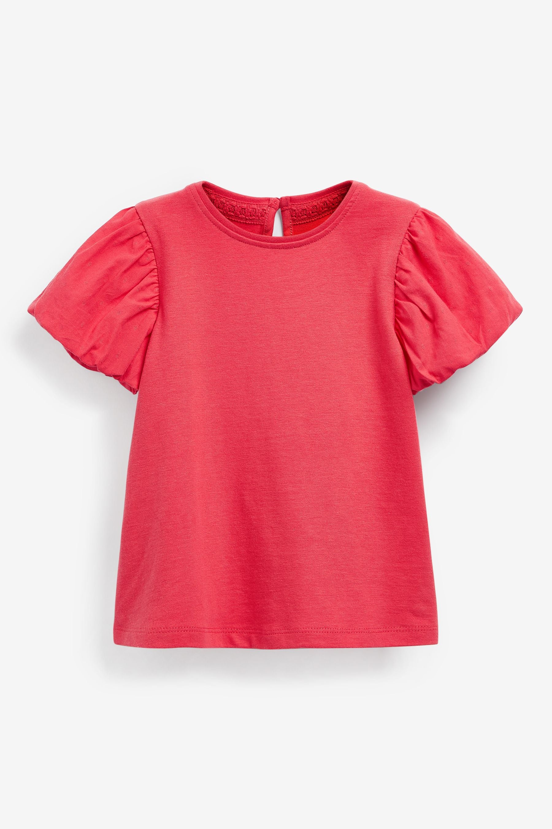 Red Cotton Puff Sleeve T-Shirt (3mths-7yrs)