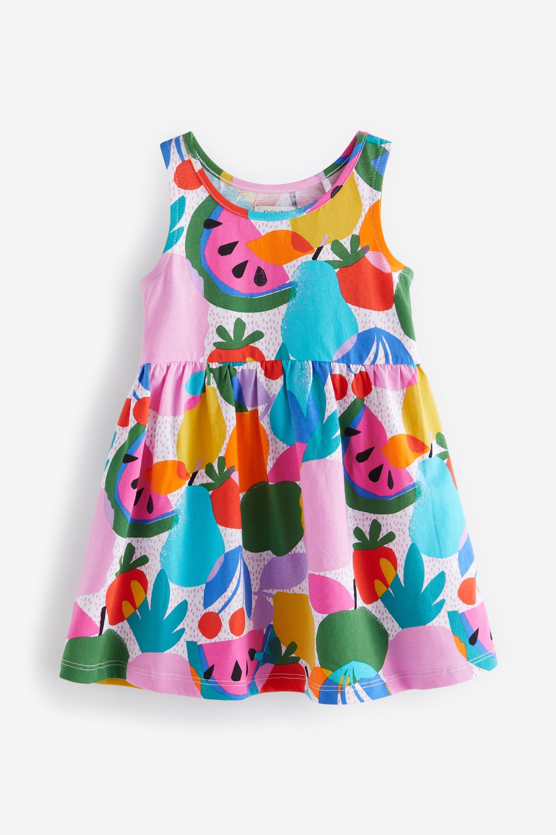 Blue/Pink Fruit Print Sleeveless Jersey Dress (3mths-7yrs)