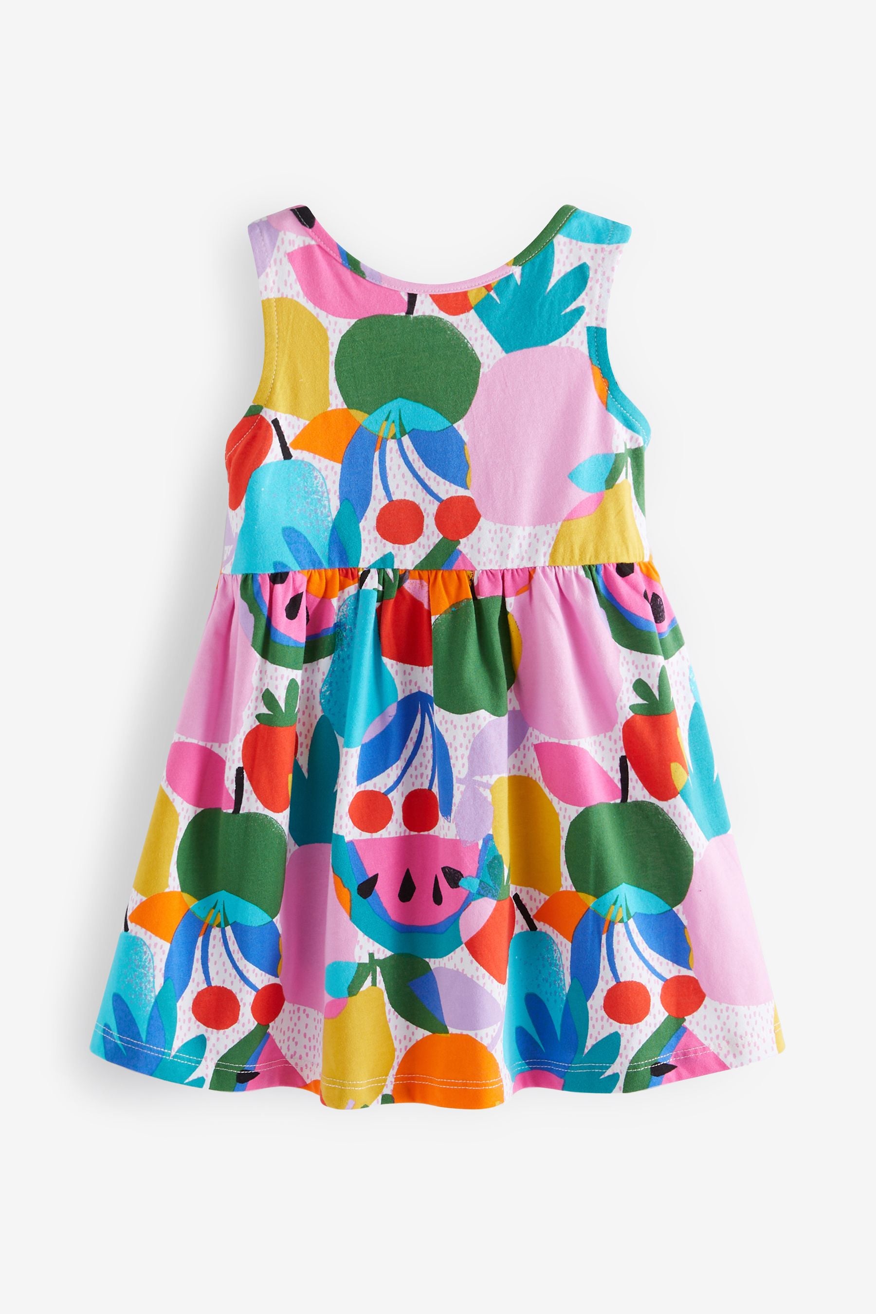 Blue/Pink Fruit Print Sleeveless Jersey Dress (3mths-7yrs)