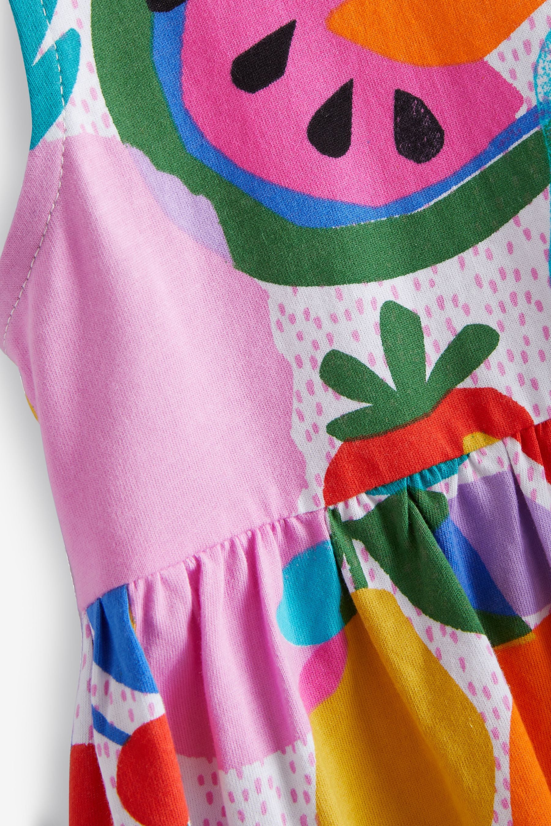 Blue/Pink Fruit Print Sleeveless Jersey Dress (3mths-7yrs)