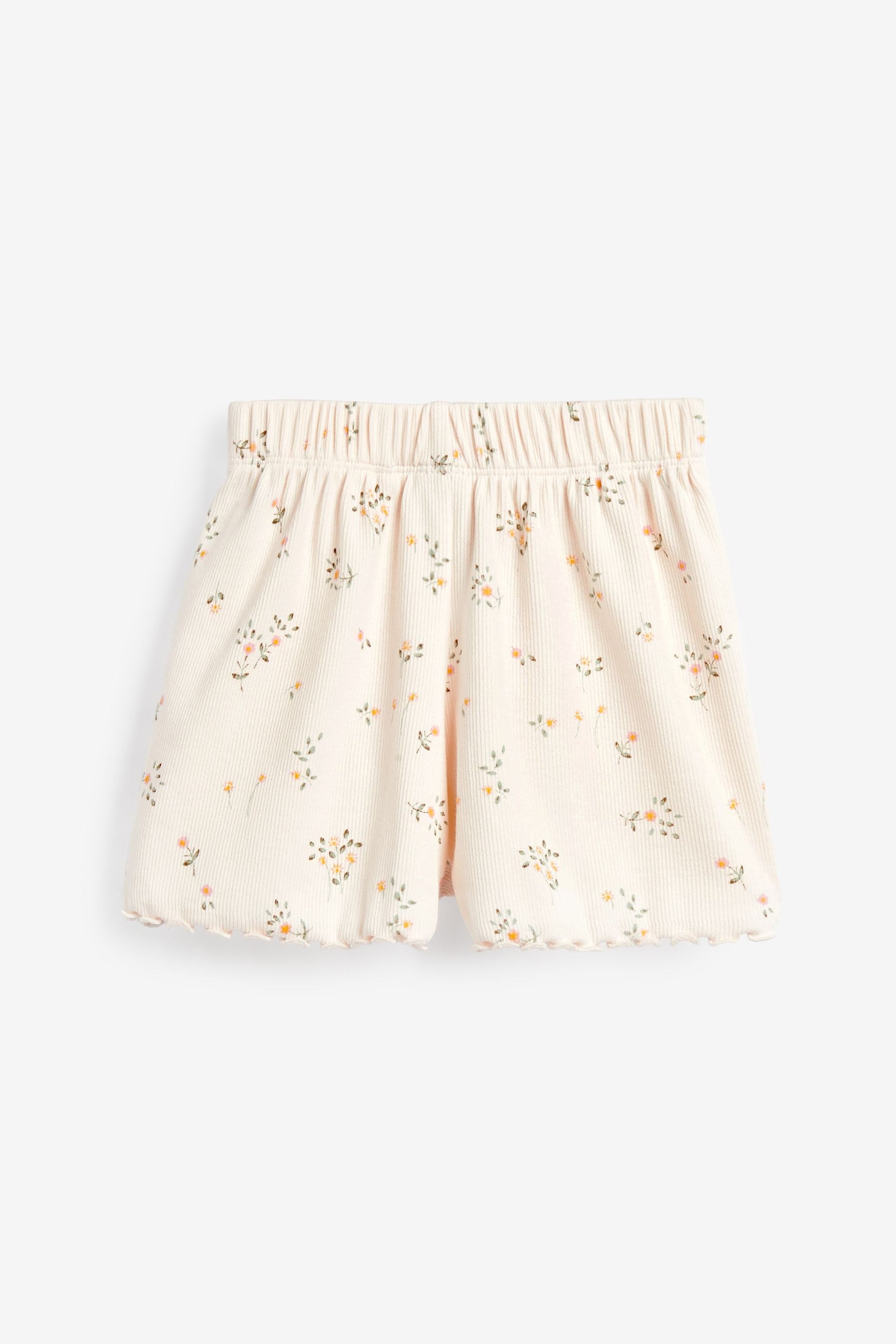 Neutral Ditsy 3 Pack Rib Jersey Shorts (3mths-7yrs)