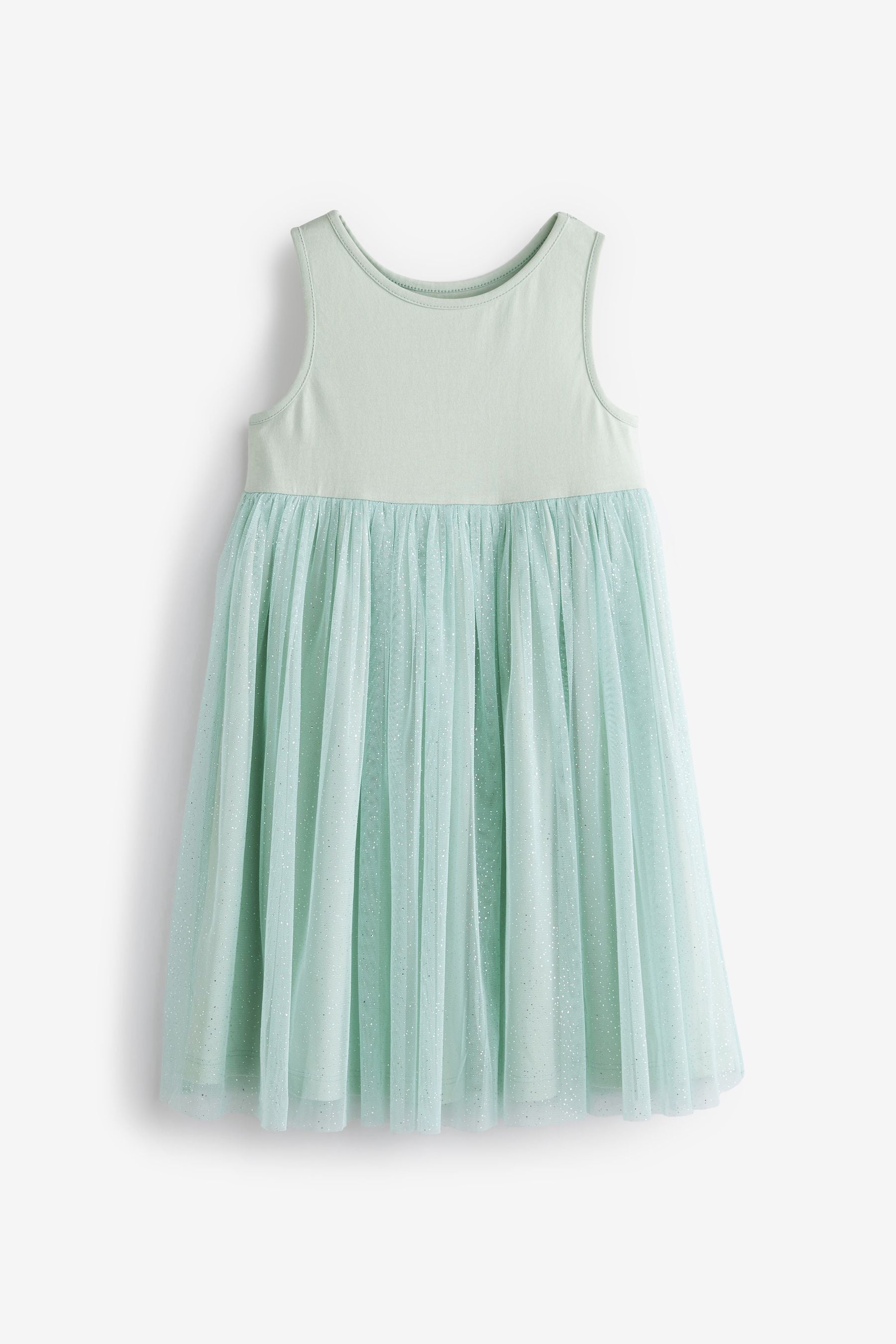 Mint Green Short Sleeve Sequin Glitter Dress (3-12yrs)