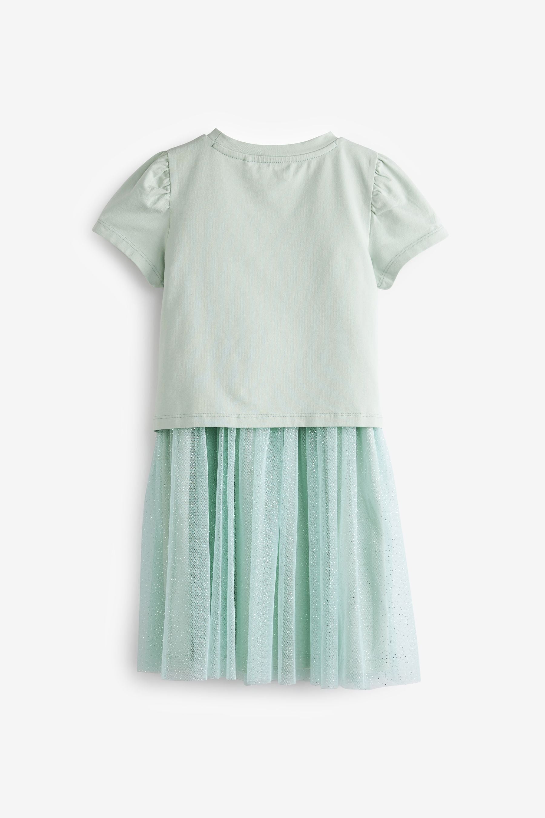 Mint Green Short Sleeve Sequin Glitter Dress (3-12yrs)