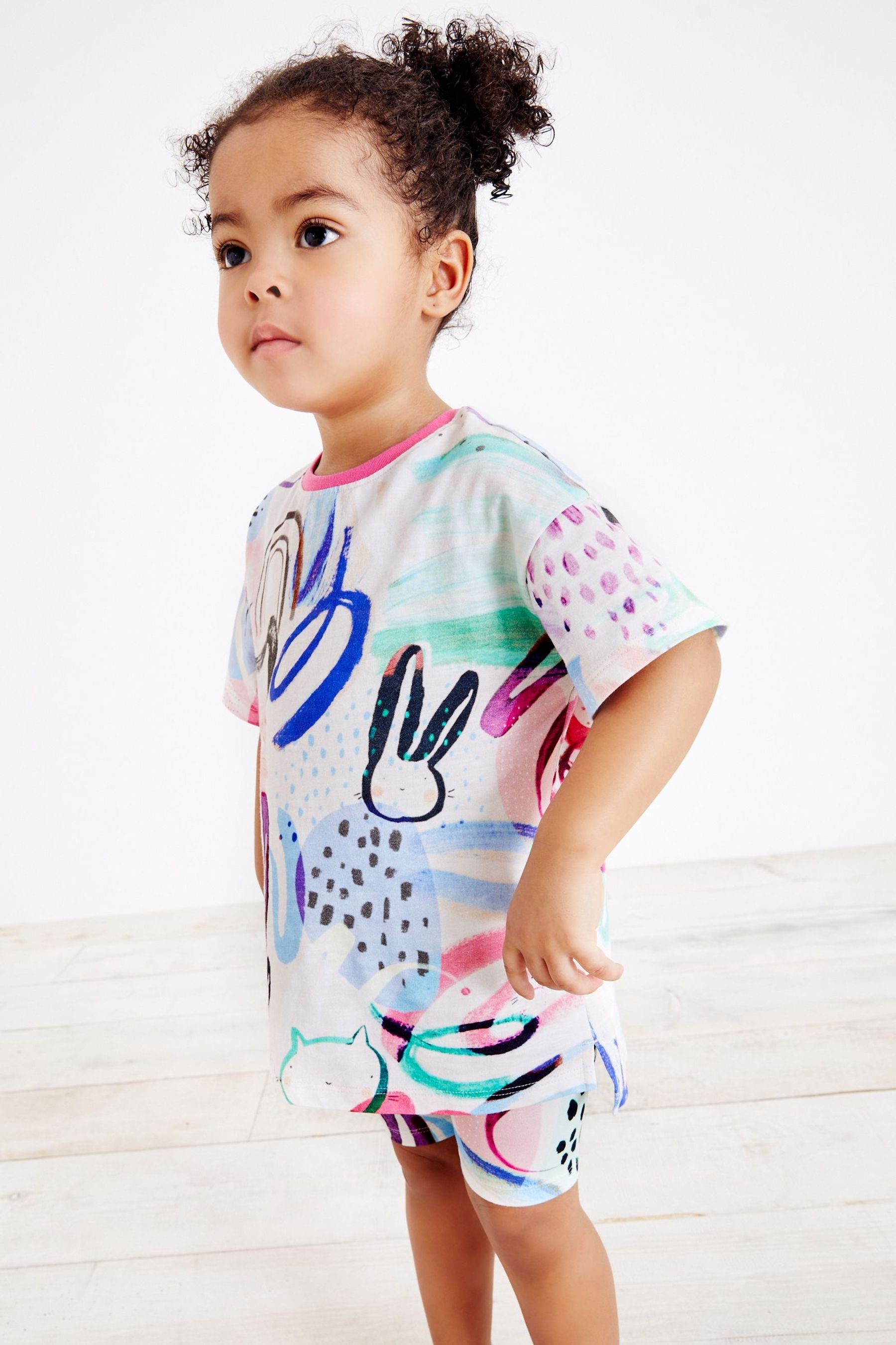 Graffitti Character Oversized T-Shirt & Cycling Shorts Set (3mths-7yrs)