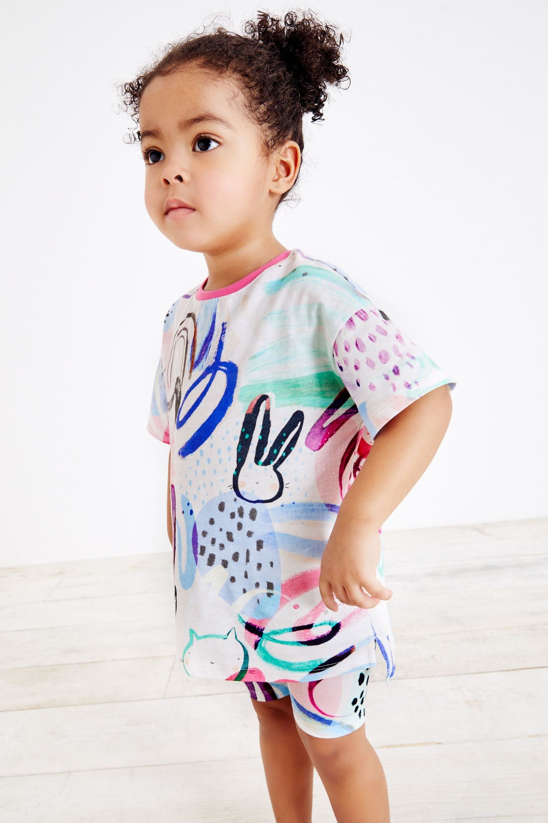 Graffitti Character Oversized T-Shirt & Cycling Shorts Set (3mths-7yrs)