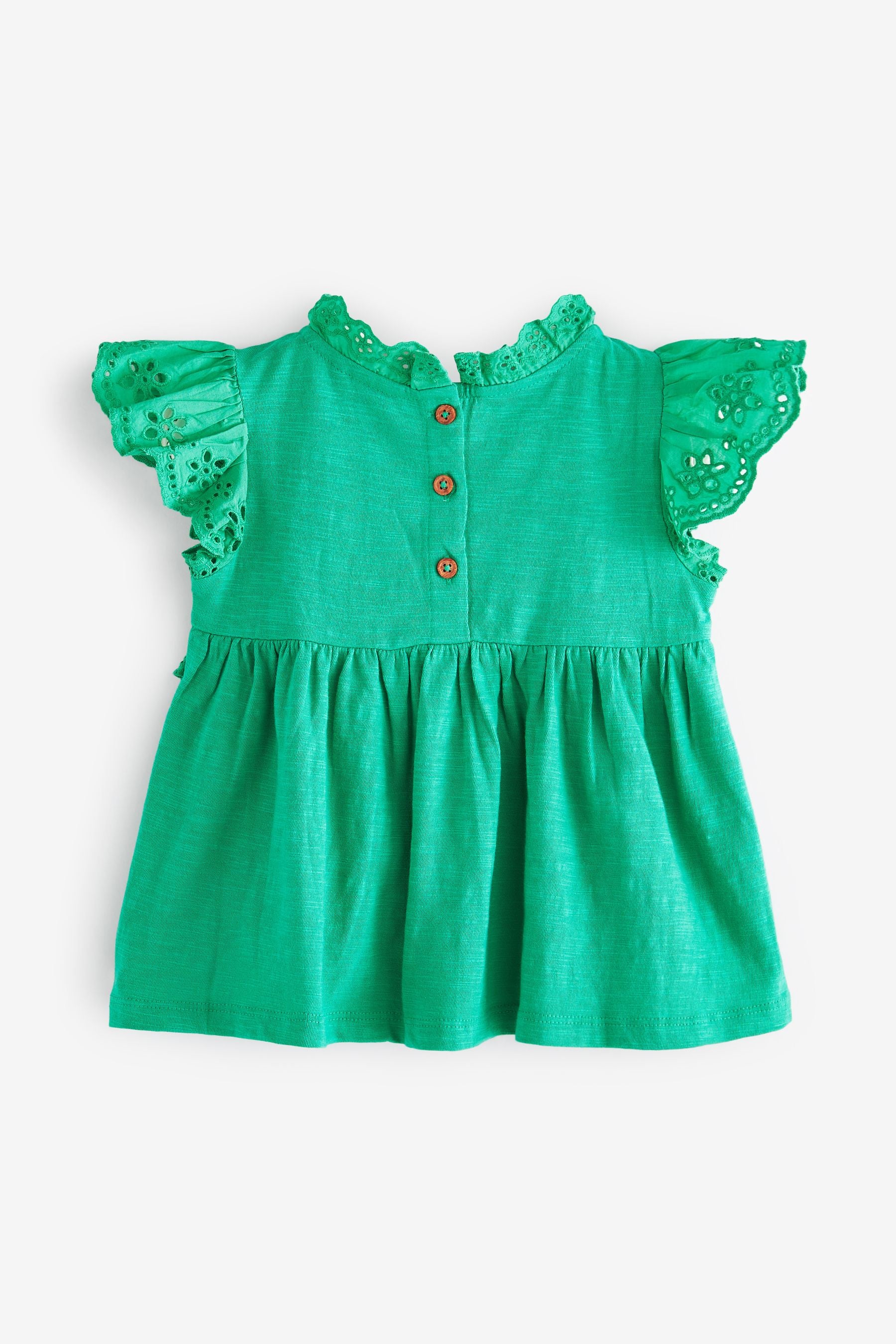 Green Lace Trim Cotton Blouse (3mths-7yrs)