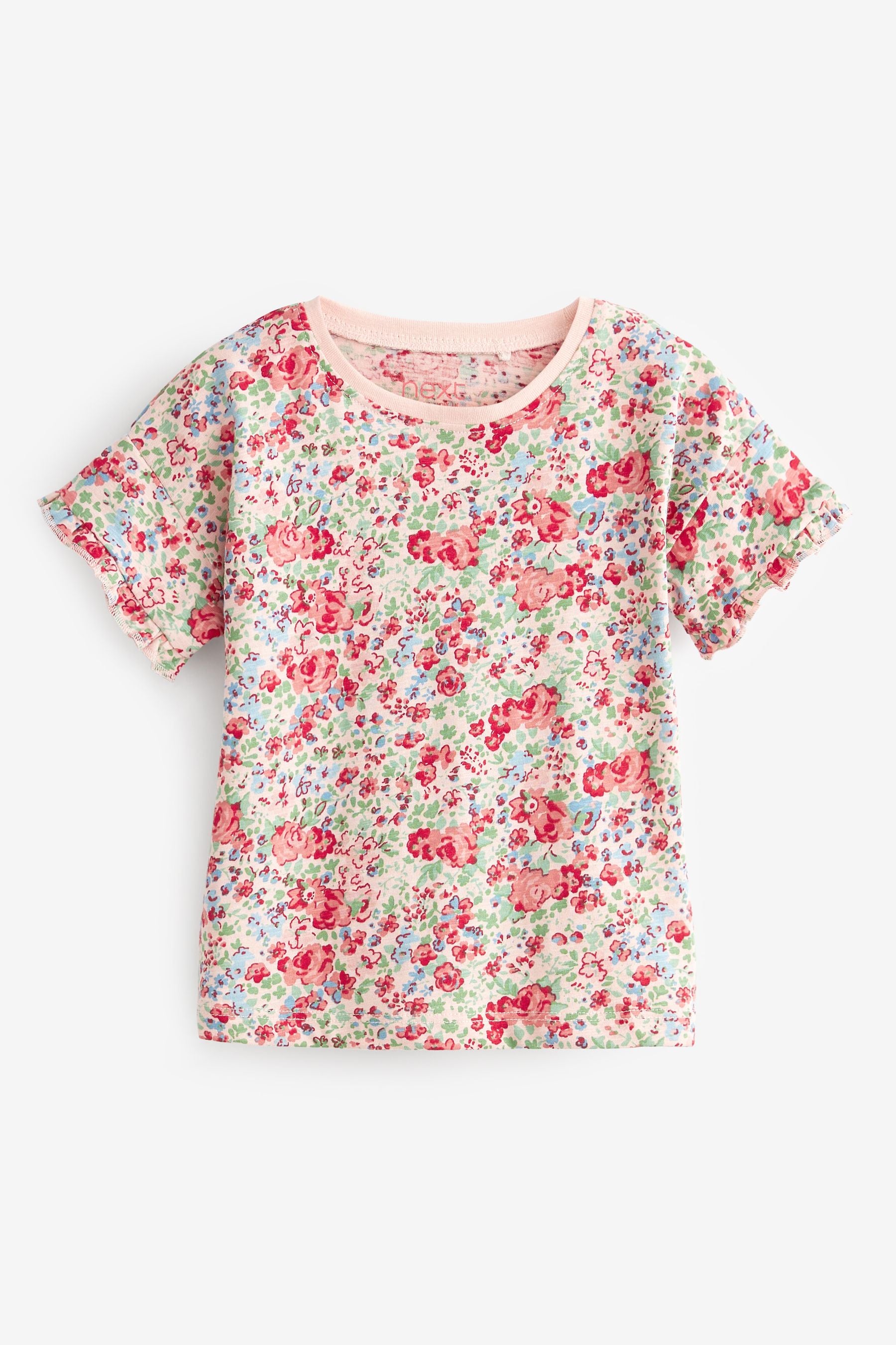 Pink/Red Floral 5 Pack T-Shirts (3mths-7yrs)