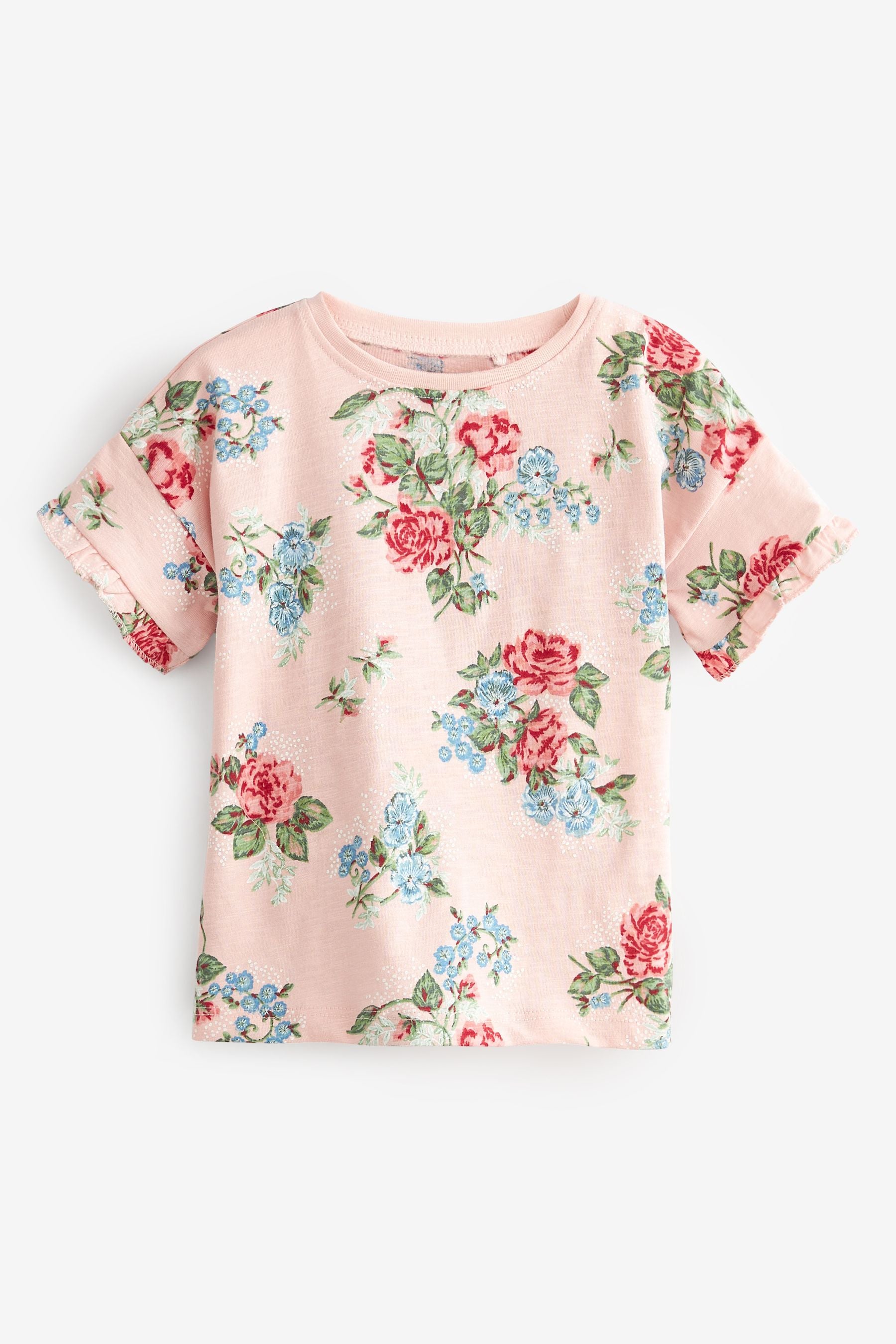 Pink/Red Floral 5 Pack T-Shirts (3mths-7yrs)