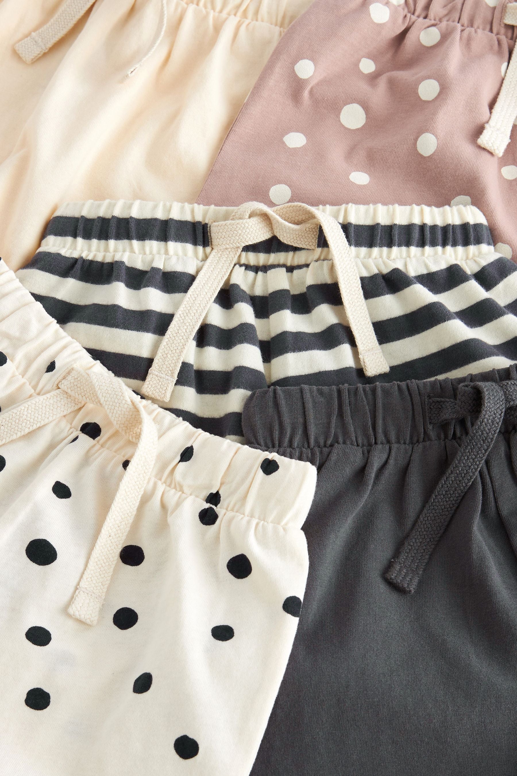 Neutral Spots/Stripes 5 Pack Jersey Shorts (3mths-7yrs)