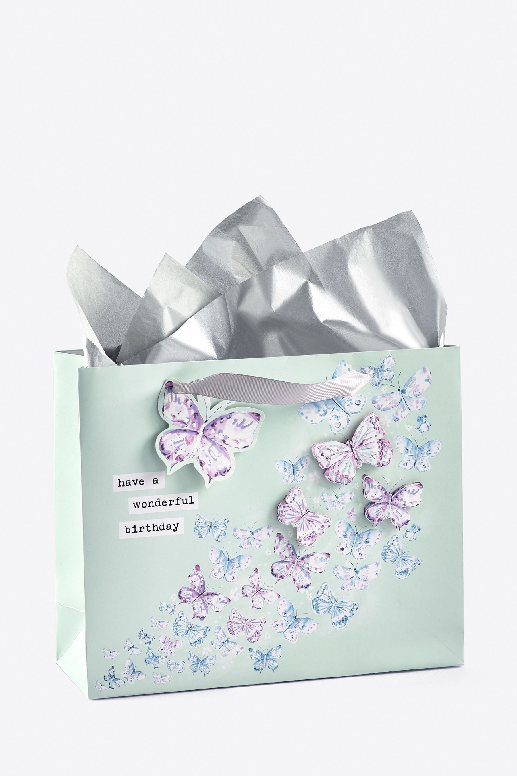 Mint Green 2 Pack Mint Butterfly Gift Bags