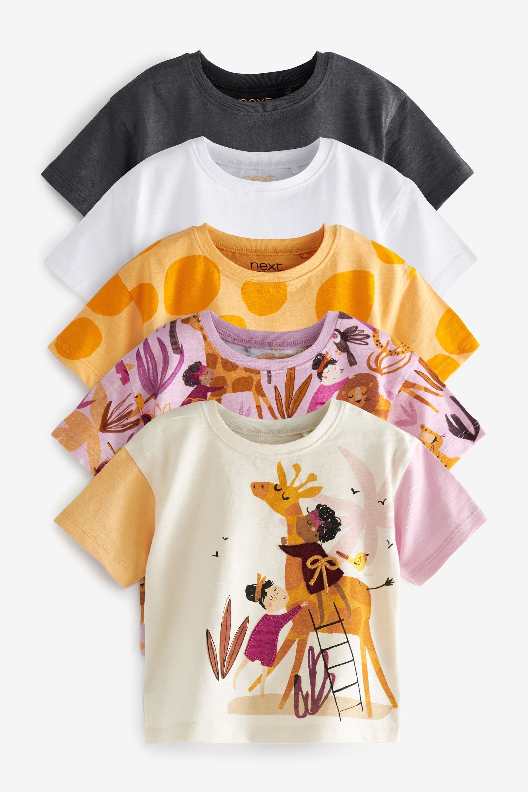 Purple Safari 5 Pack T-Shirts (3mths-7yrs)