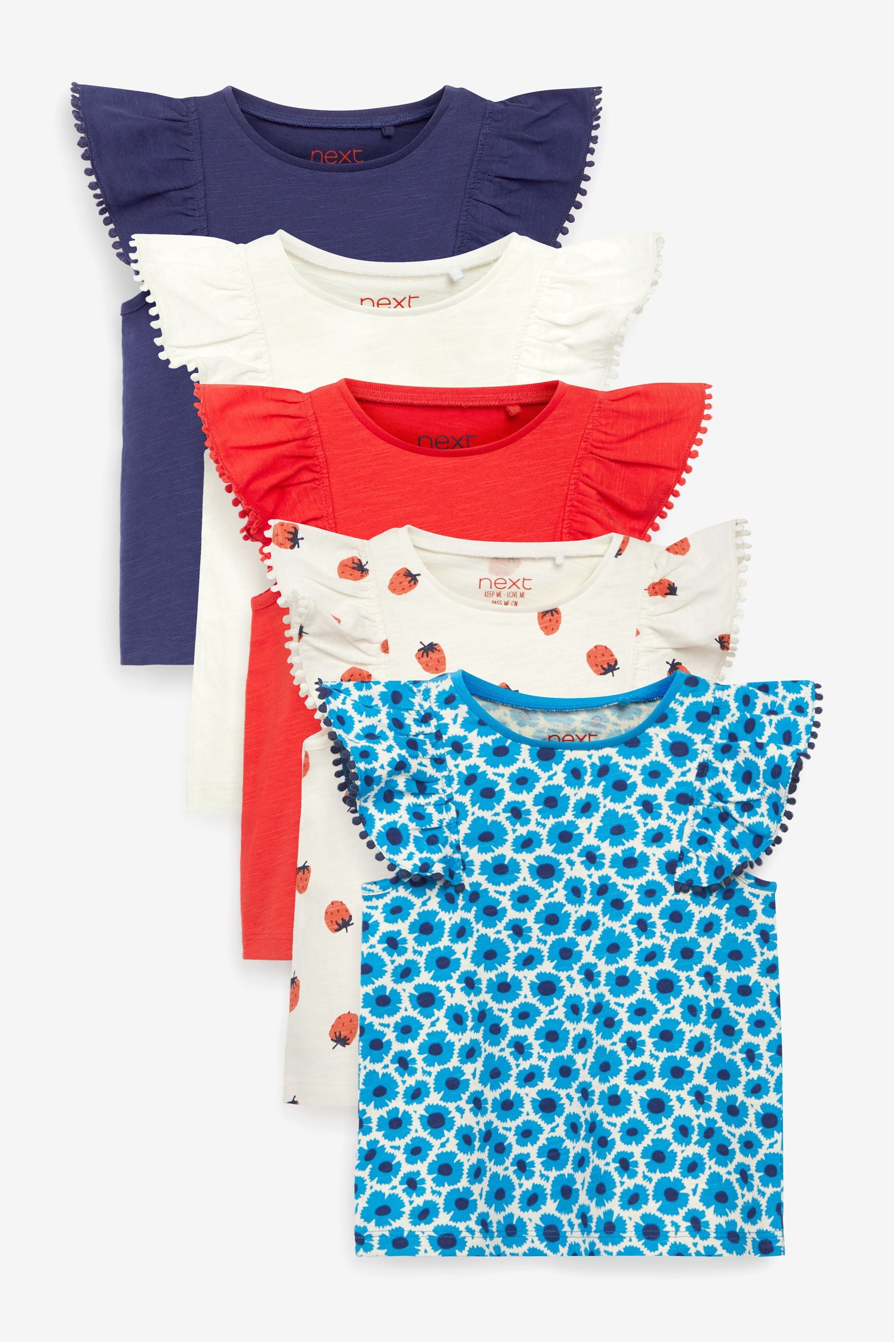 Red/Blue 5 Pack Cotton Vests (3mths-7yrs)