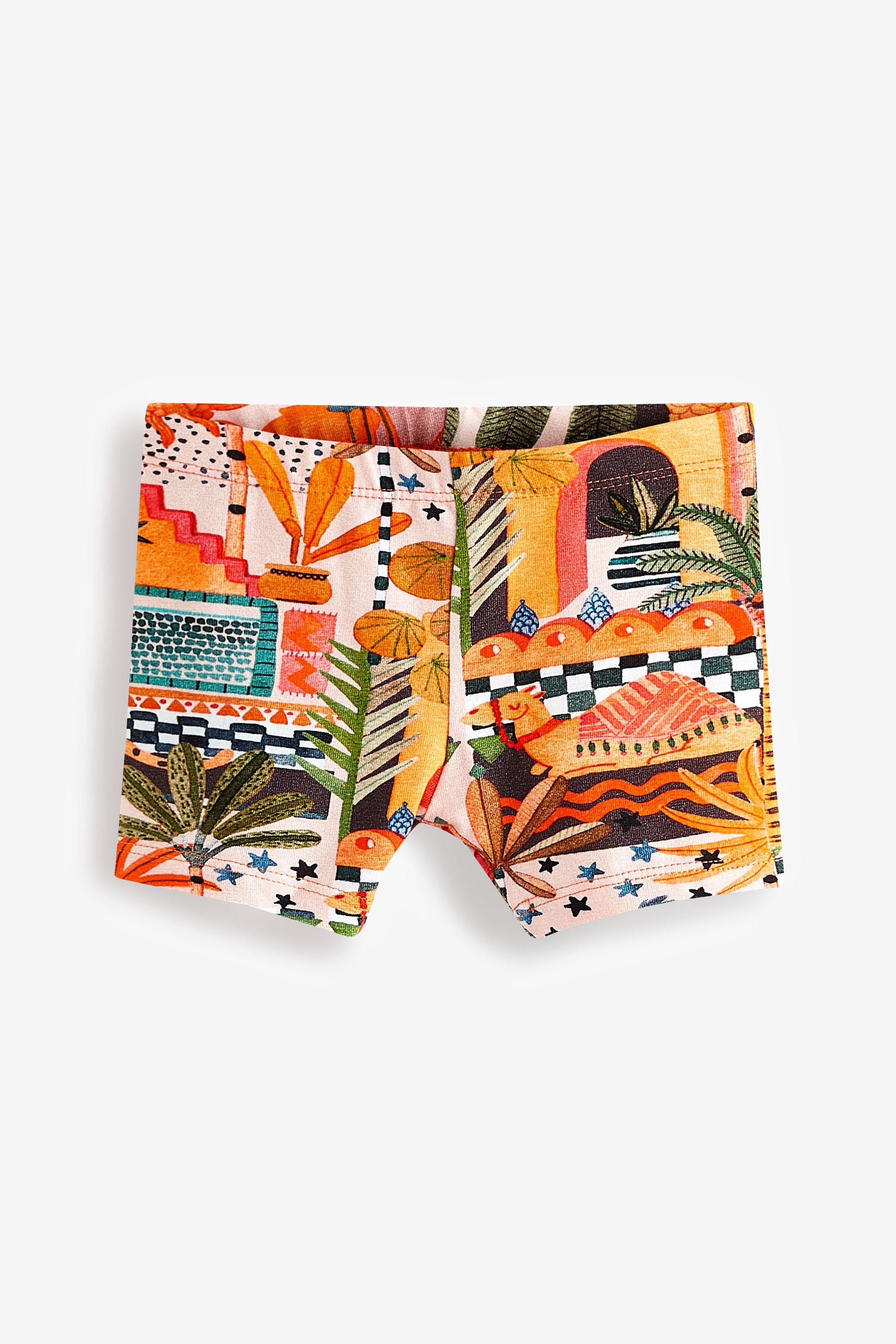 Orange Tropical 5 Pack Cotton Cycling Shorts (3mths-7yrs)