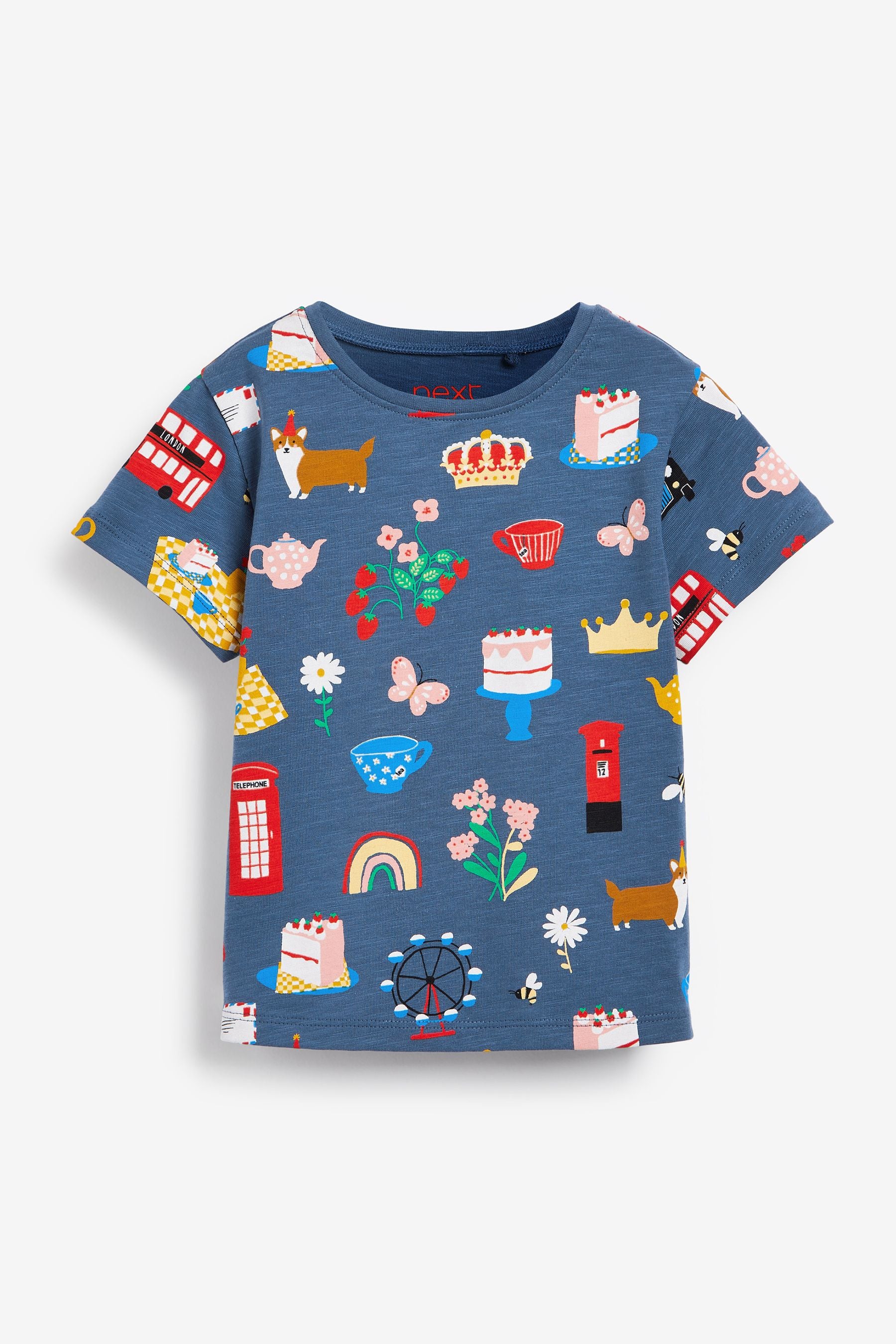 Blue Royal/London Short Sleeve Cotton T-Shirt (3mths-7yrs)