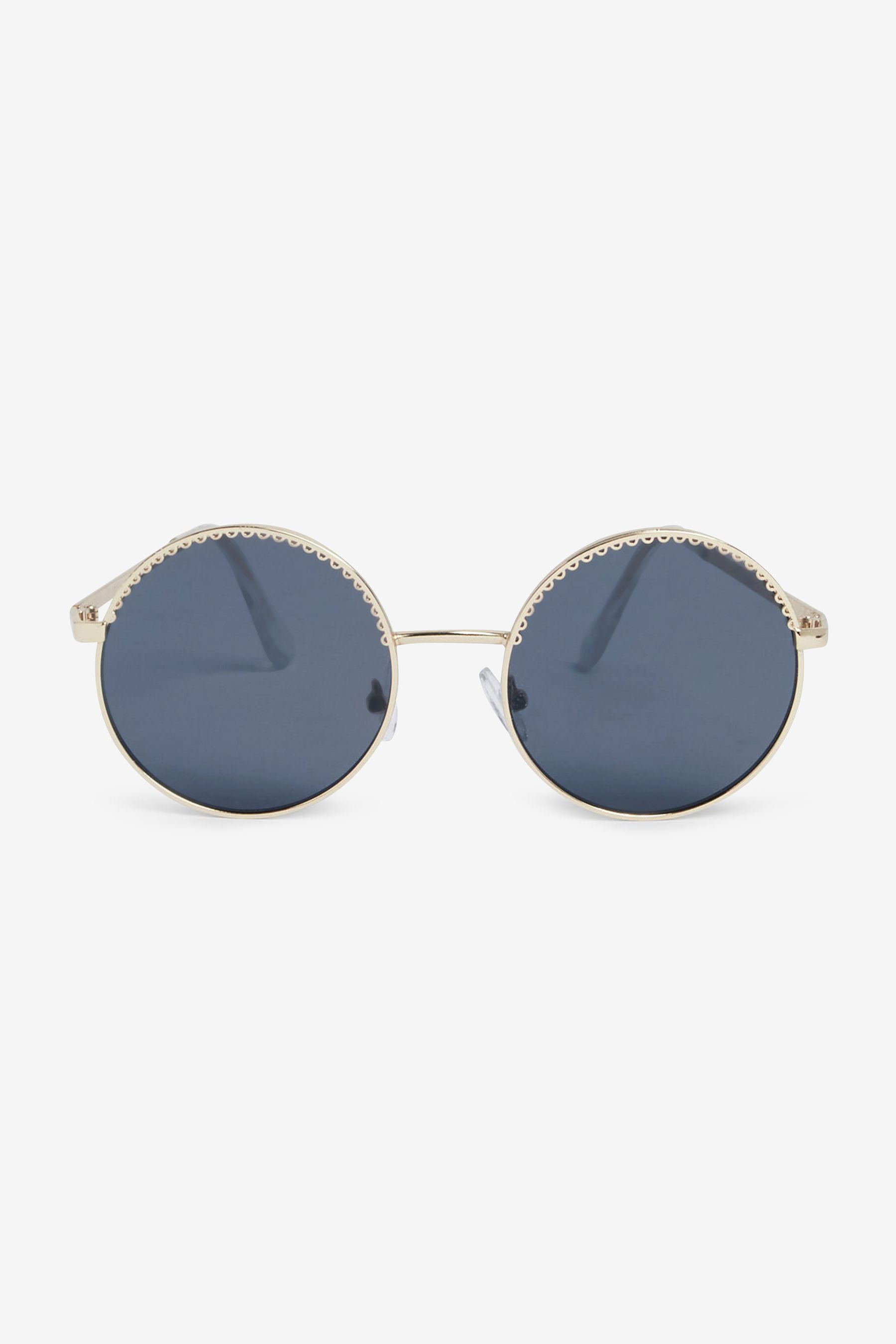 Gold (Metal) Gold Metal Framed Round Sunglasses