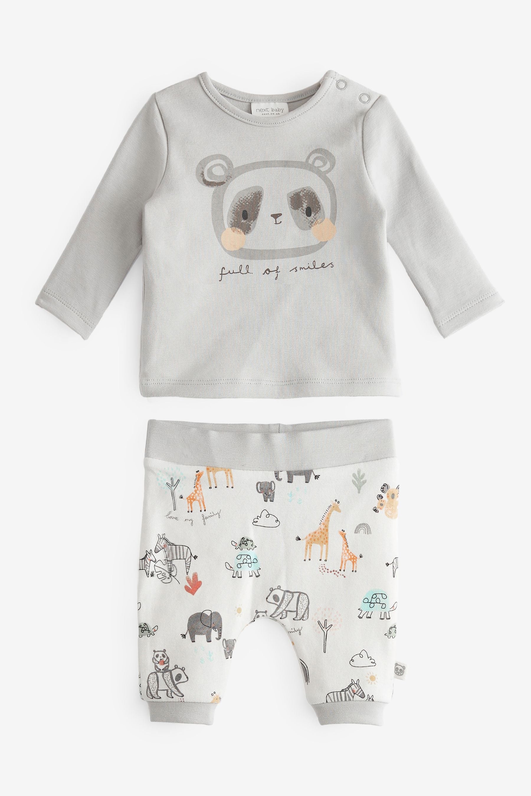 Grey/White Panda Baby 2 Piece Panda T-Shirt and Leggings Set (0mths-2yrs)