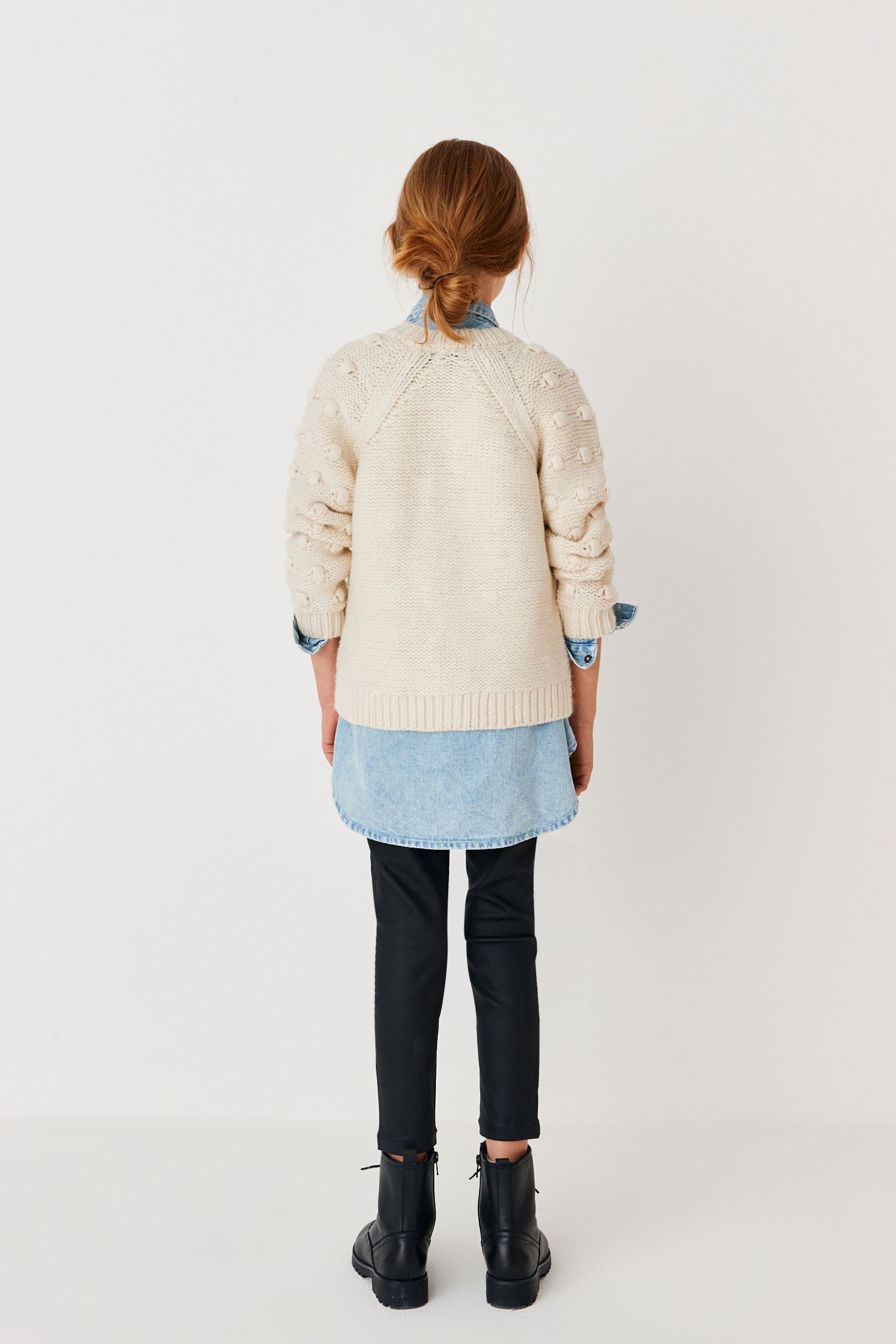 Ecru White Marl Chunky Cardigan (3-16yrs)