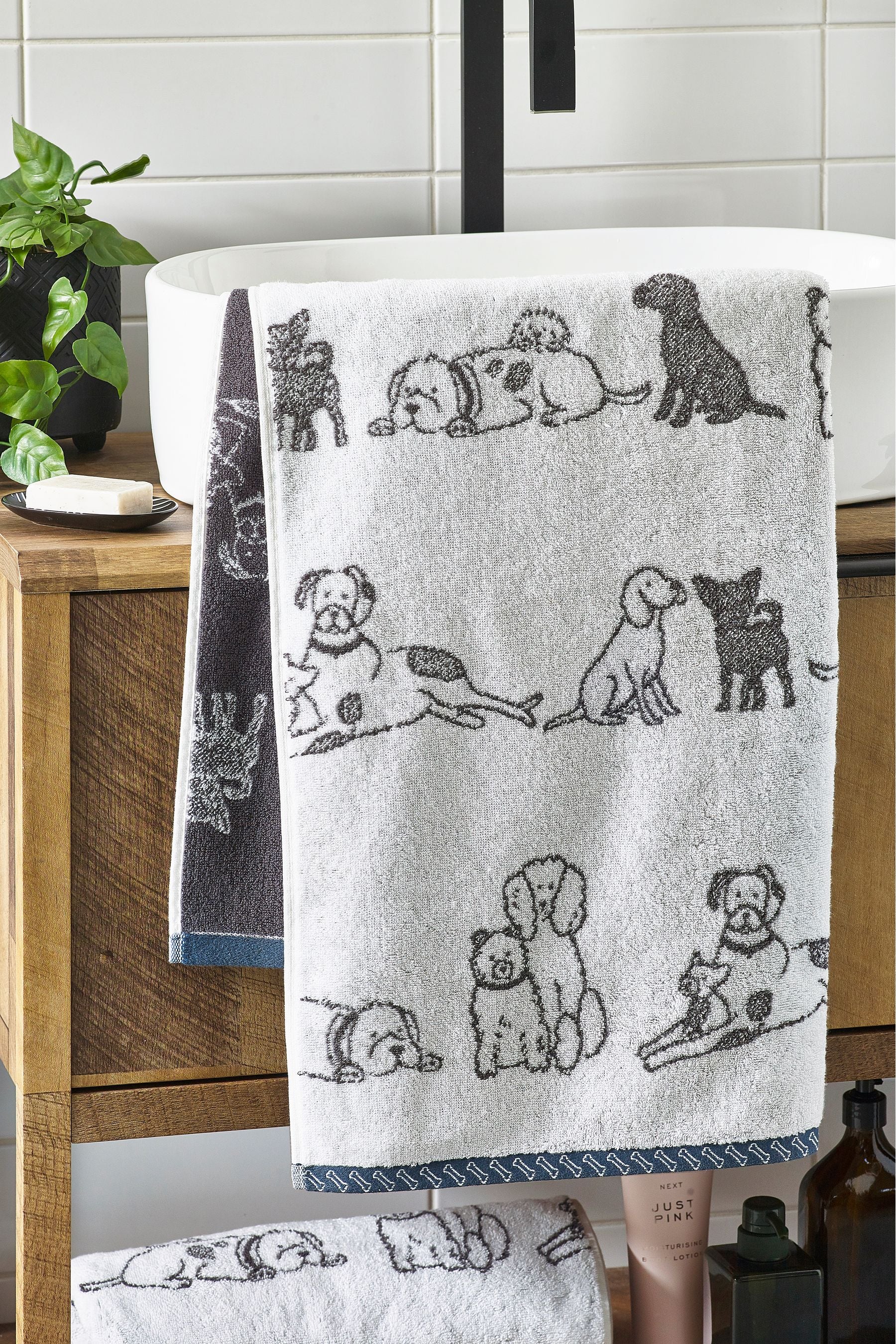 Grey Dog Friends Towel