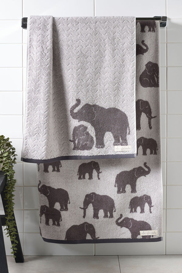 Grey Elephants 100% Cotton Towel