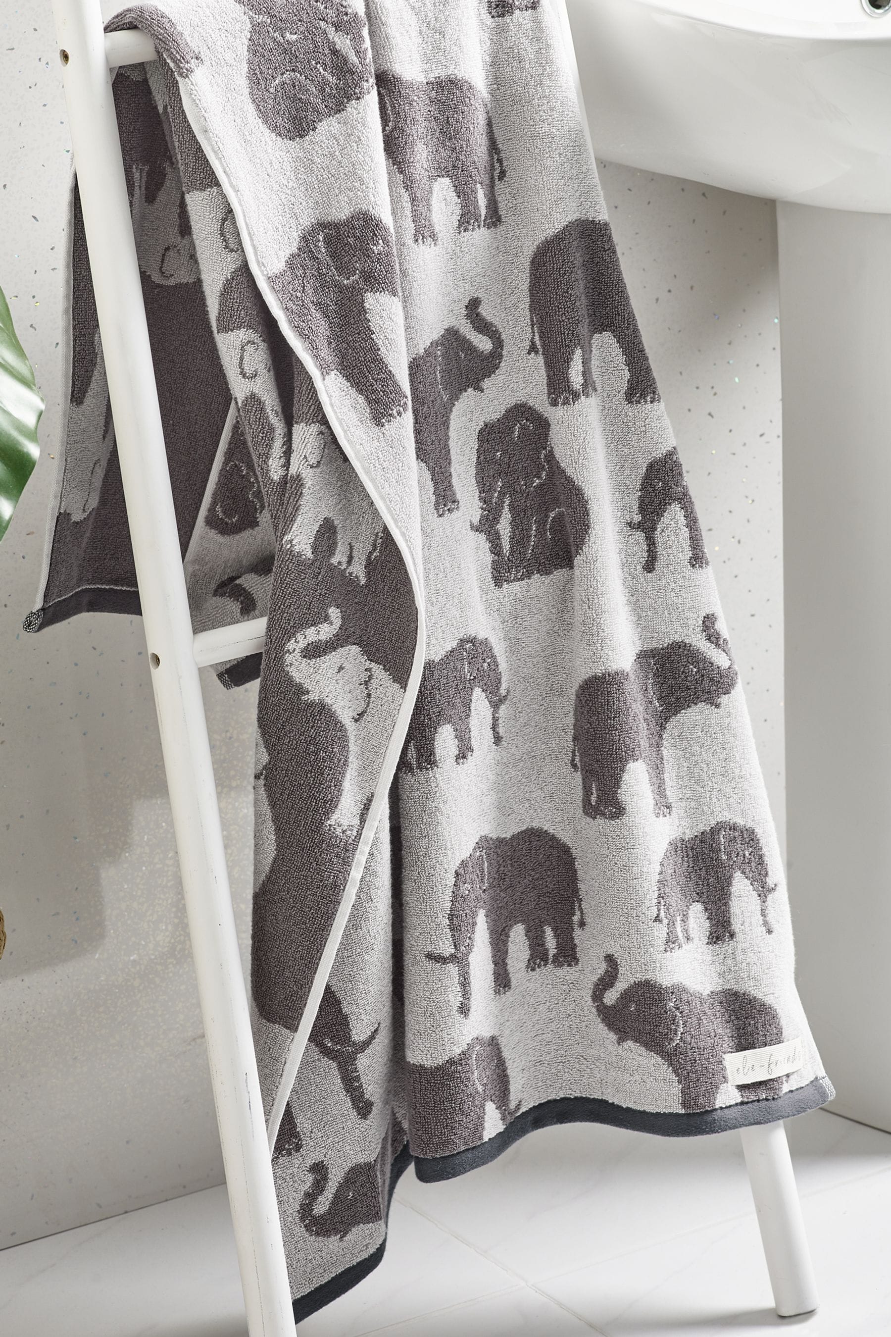 Grey Elephants 100% Cotton Towel