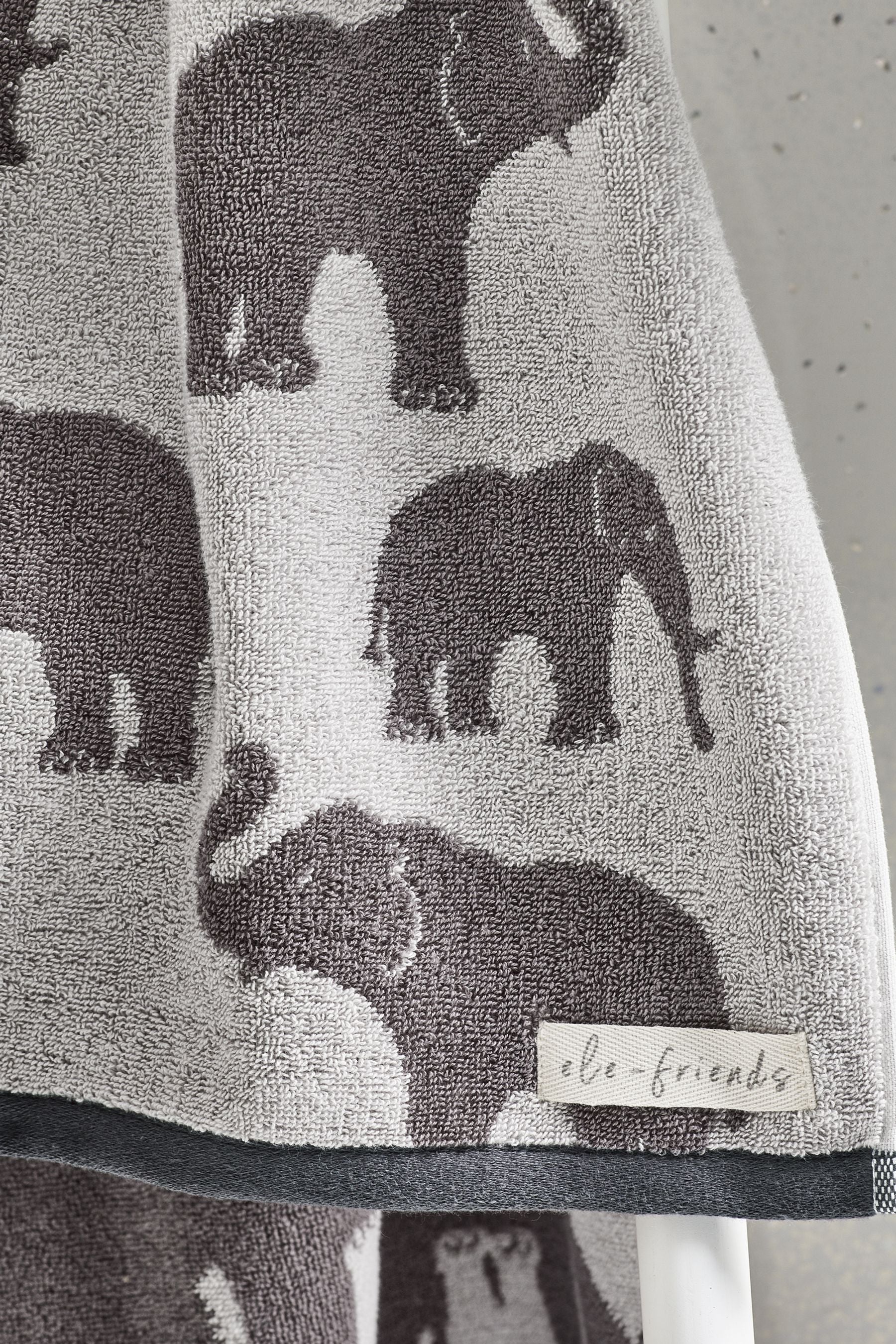 Grey Elephants 100% Cotton Towel