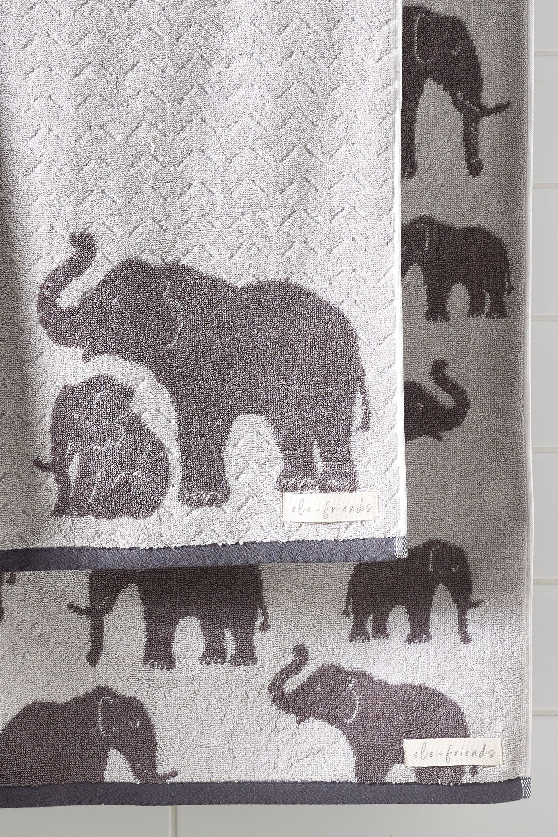 Grey Elephants 100% Cotton Towel