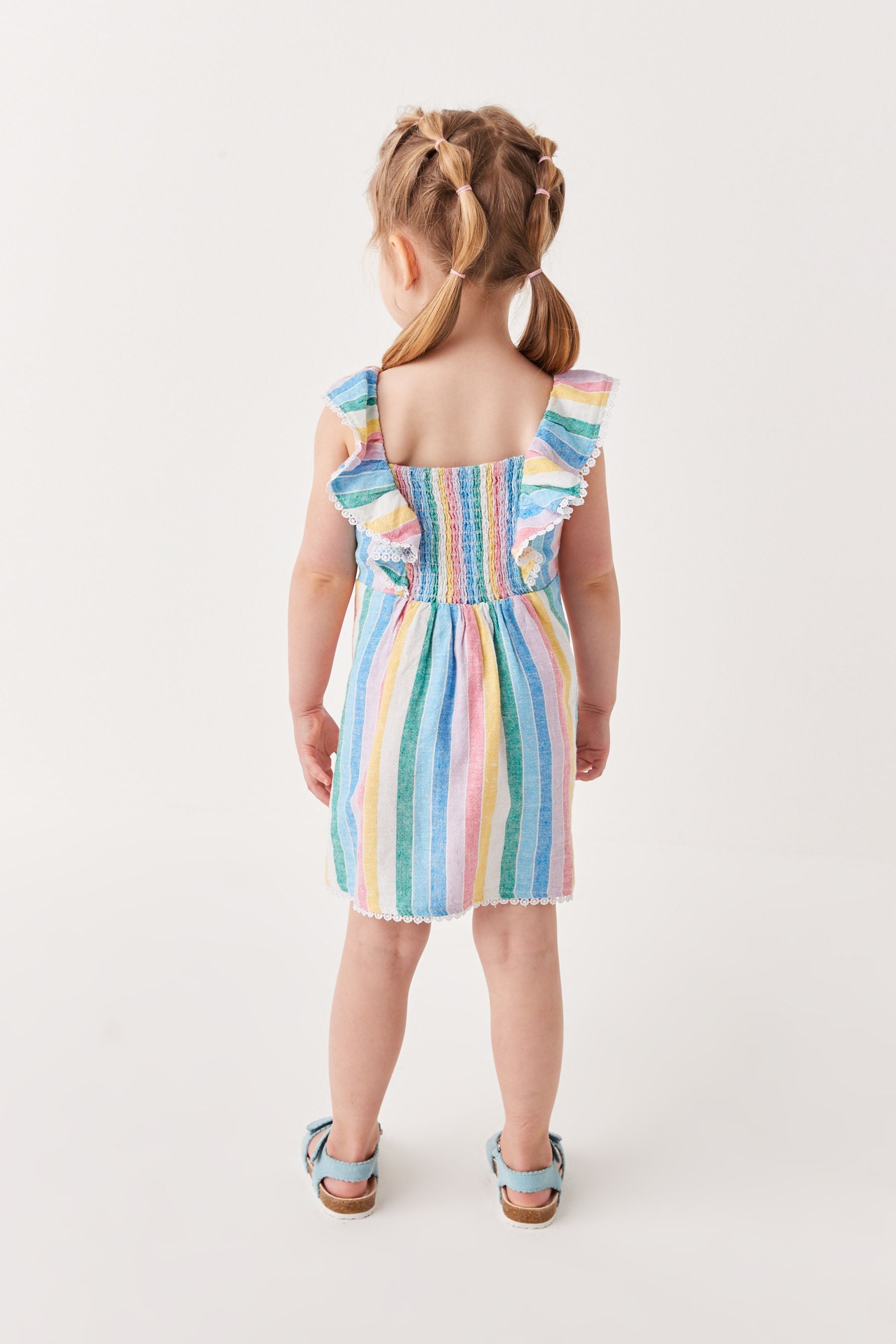 Multi Stripe Linen Mix Dress (3mths-7yrs)