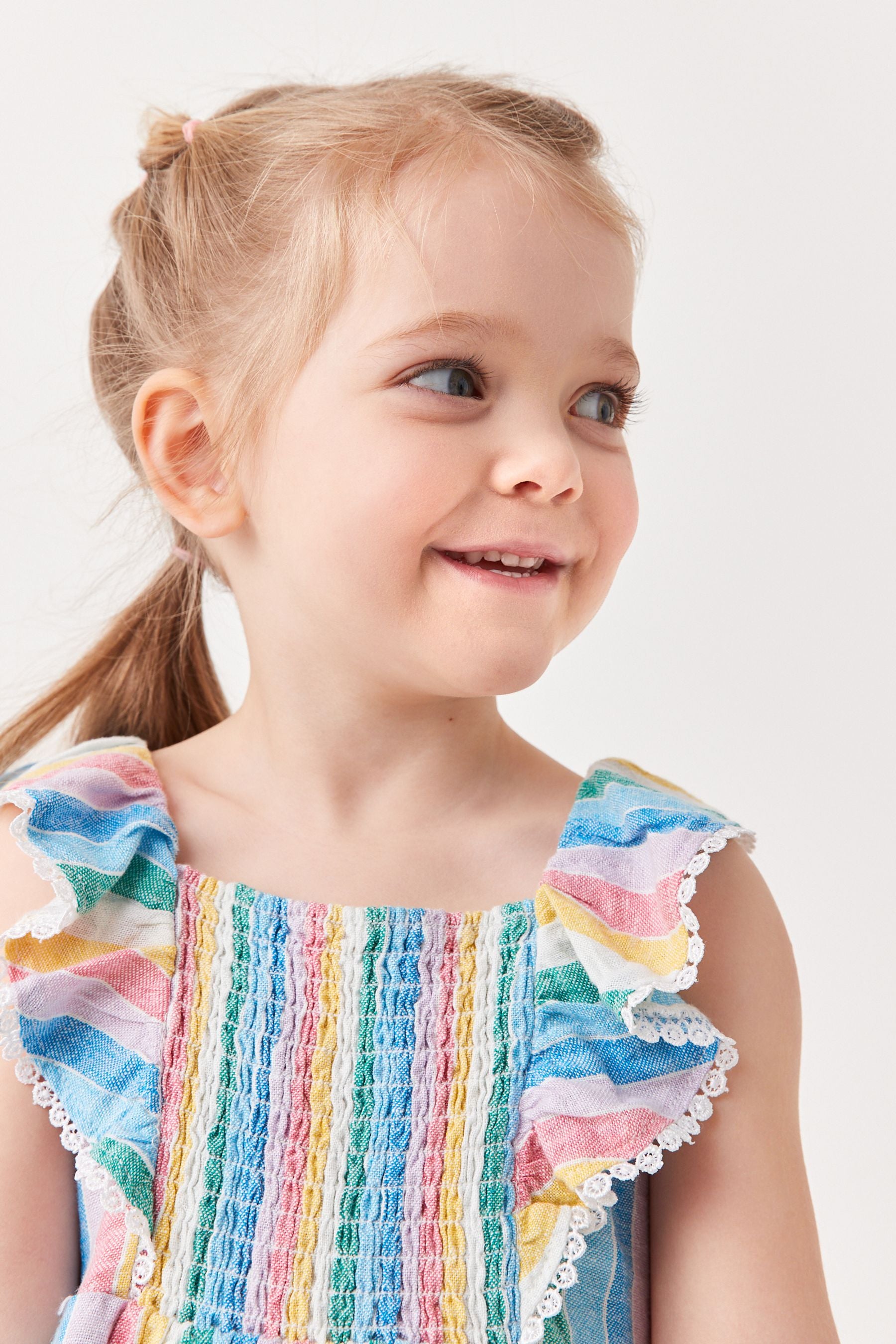 Multi Stripe Linen Mix Dress (3mths-7yrs)