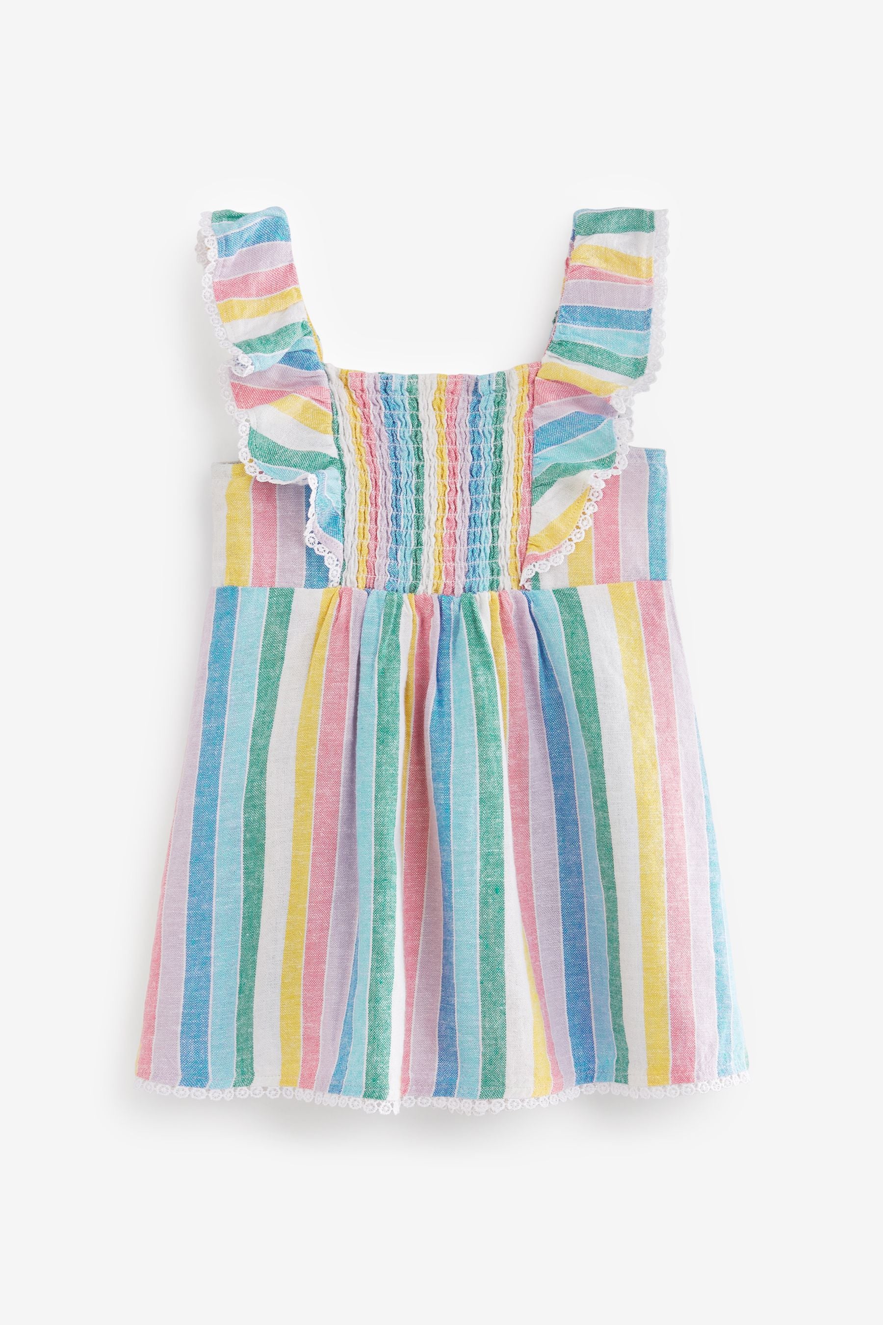 Multi Stripe Linen Mix Dress (3mths-7yrs)