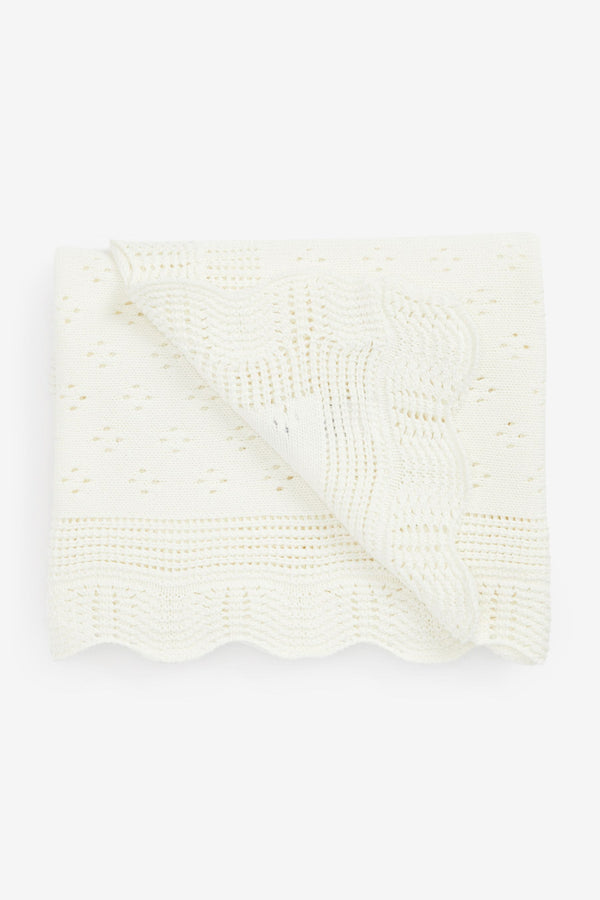 White Baby Knitted Occasion Blanket/Shawl