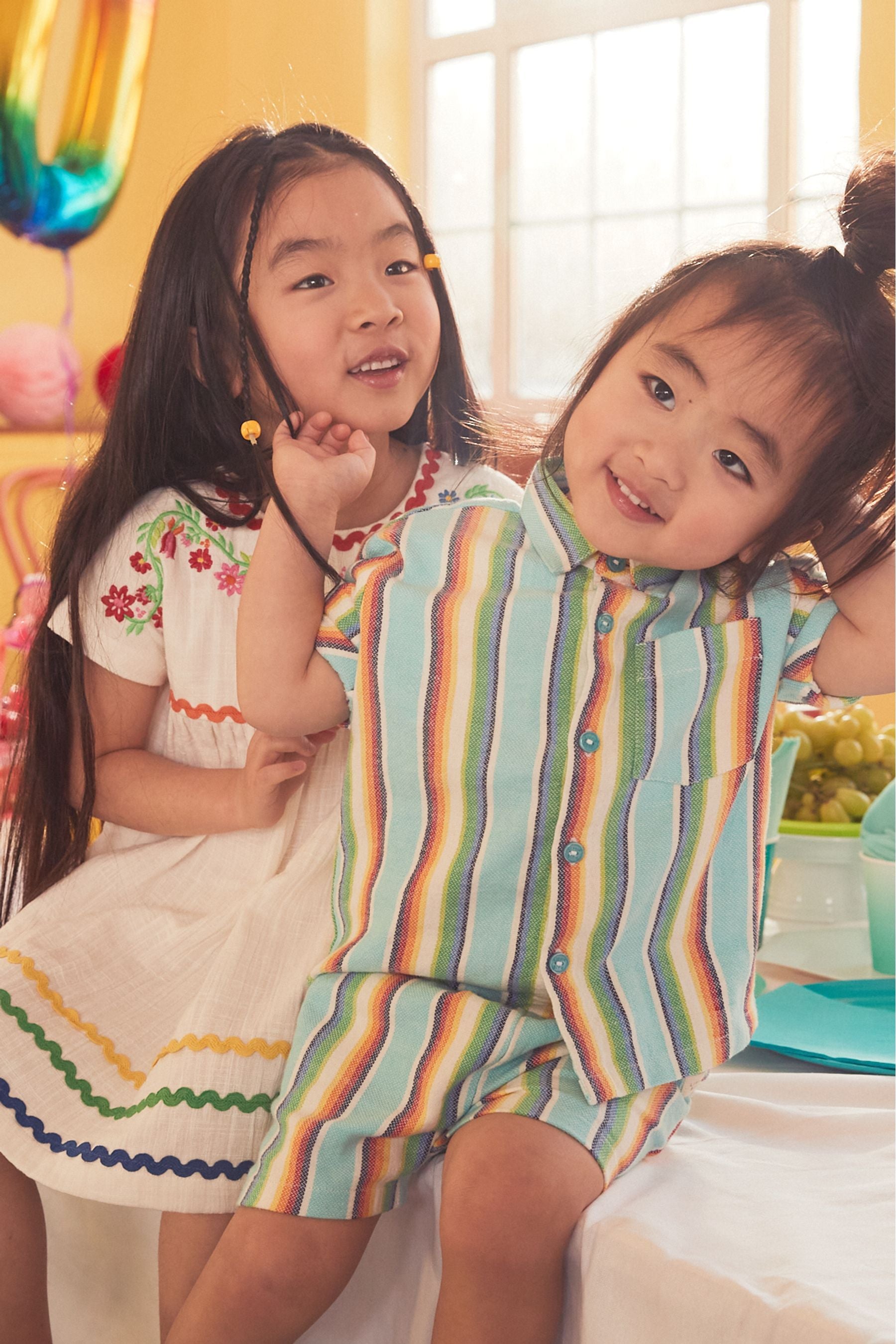 Little Bird Blue Stripe Shirt And Shorts Set