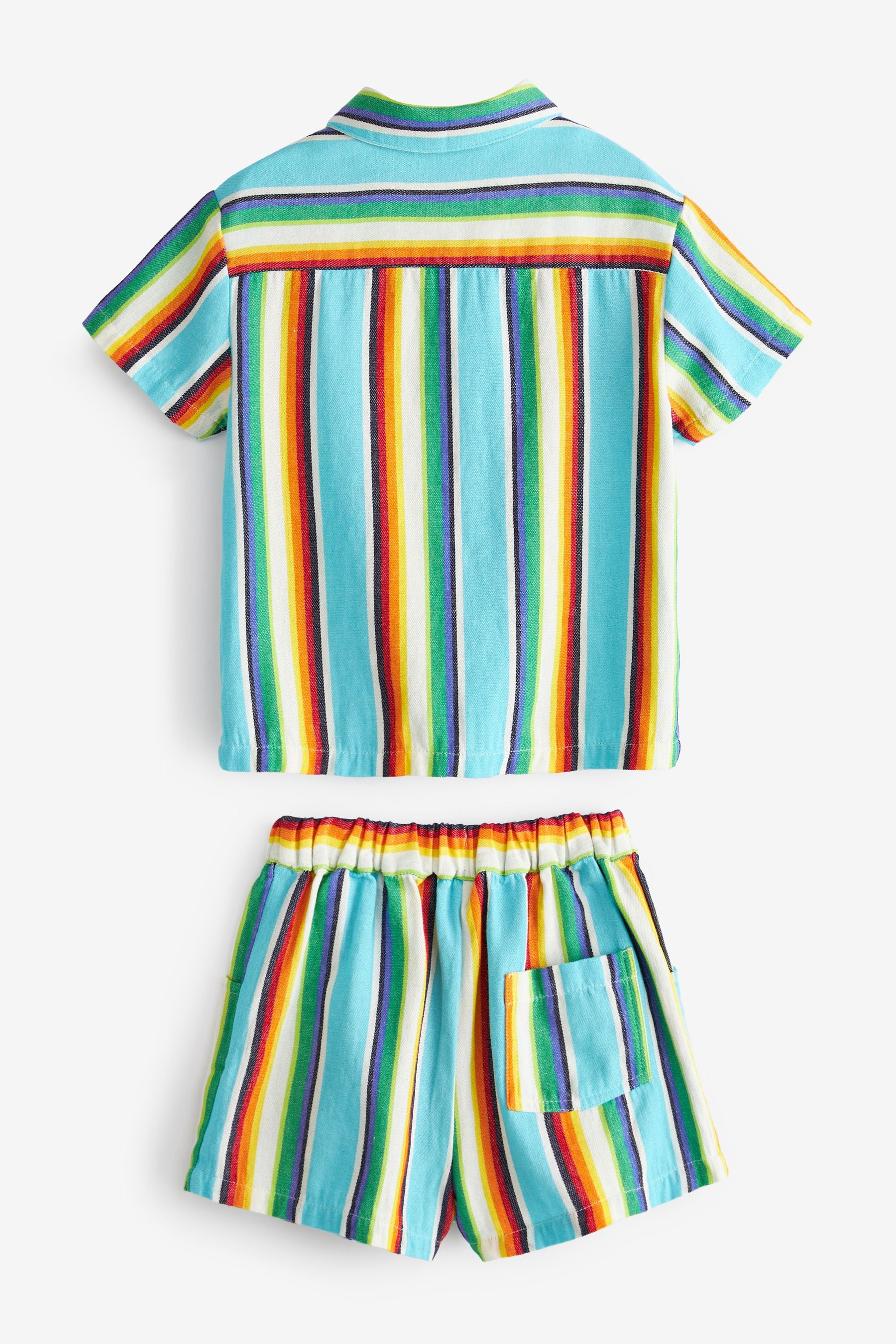 Little Bird Blue Stripe Shirt And Shorts Set