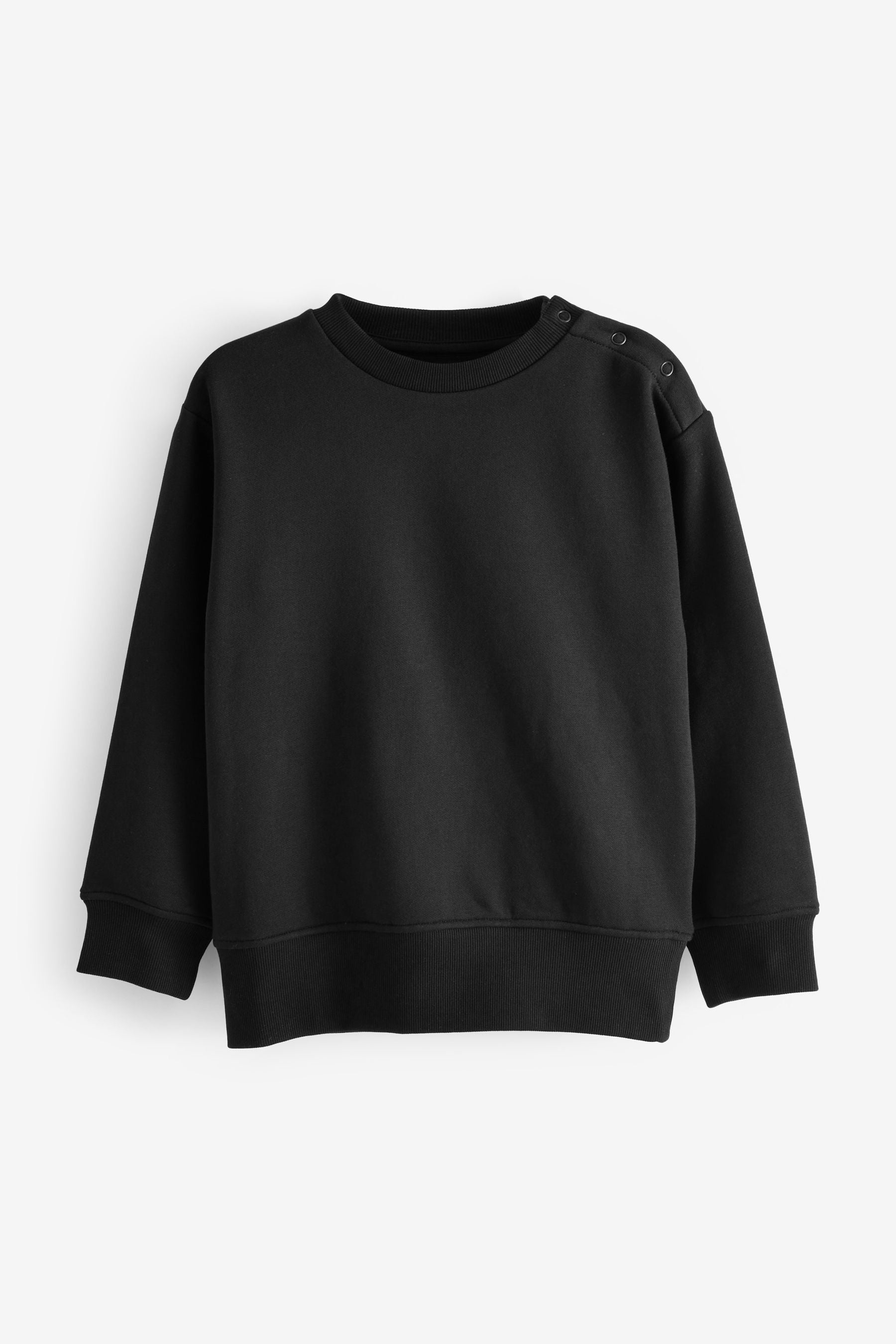 Black Dressing Made Easy Cotton Rich Poppered Shoulder Sweatshirt (3-16yrs)