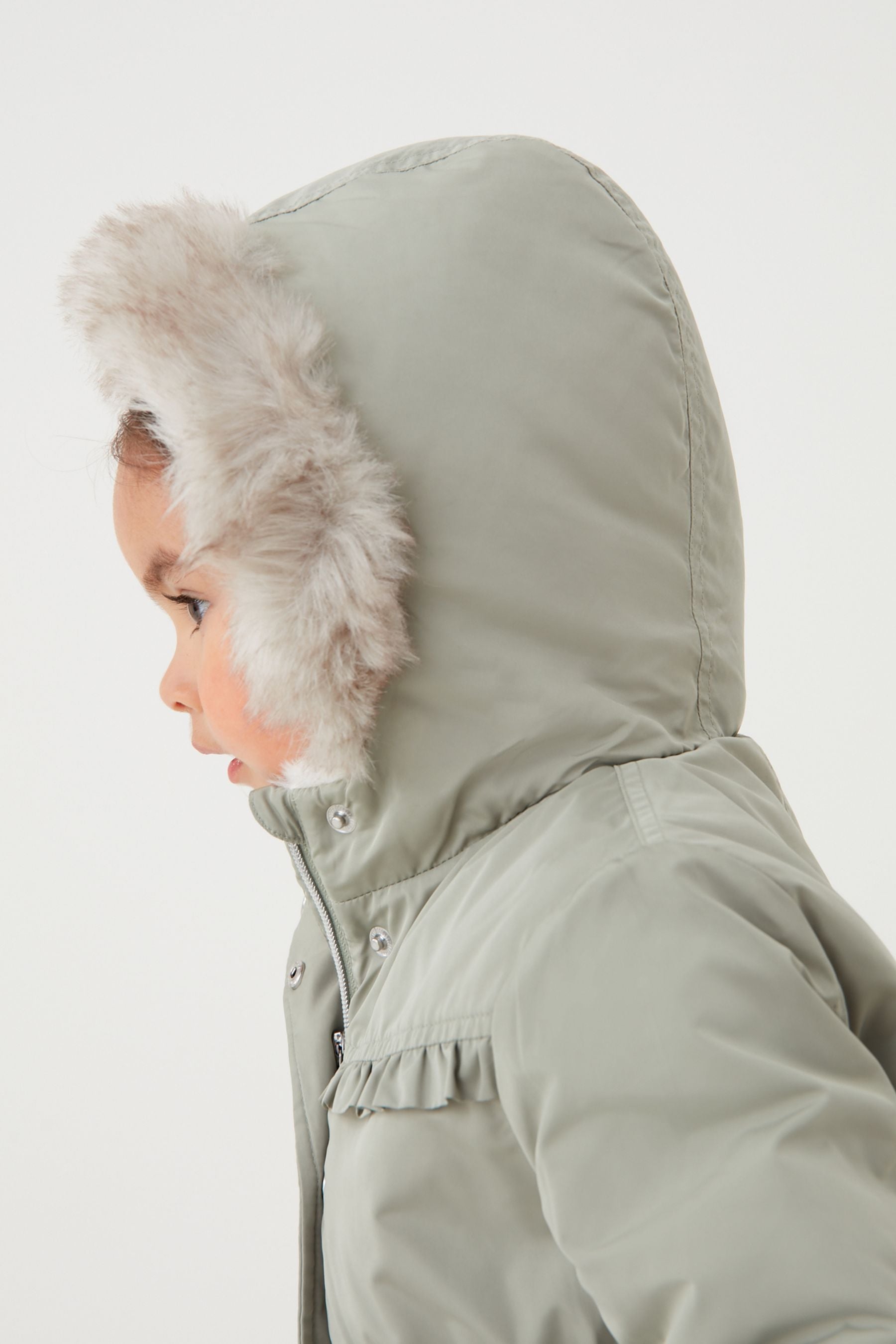 Sage Green Next Shower Resistant Faux Fur Trim Parka (3mths-7yrs)