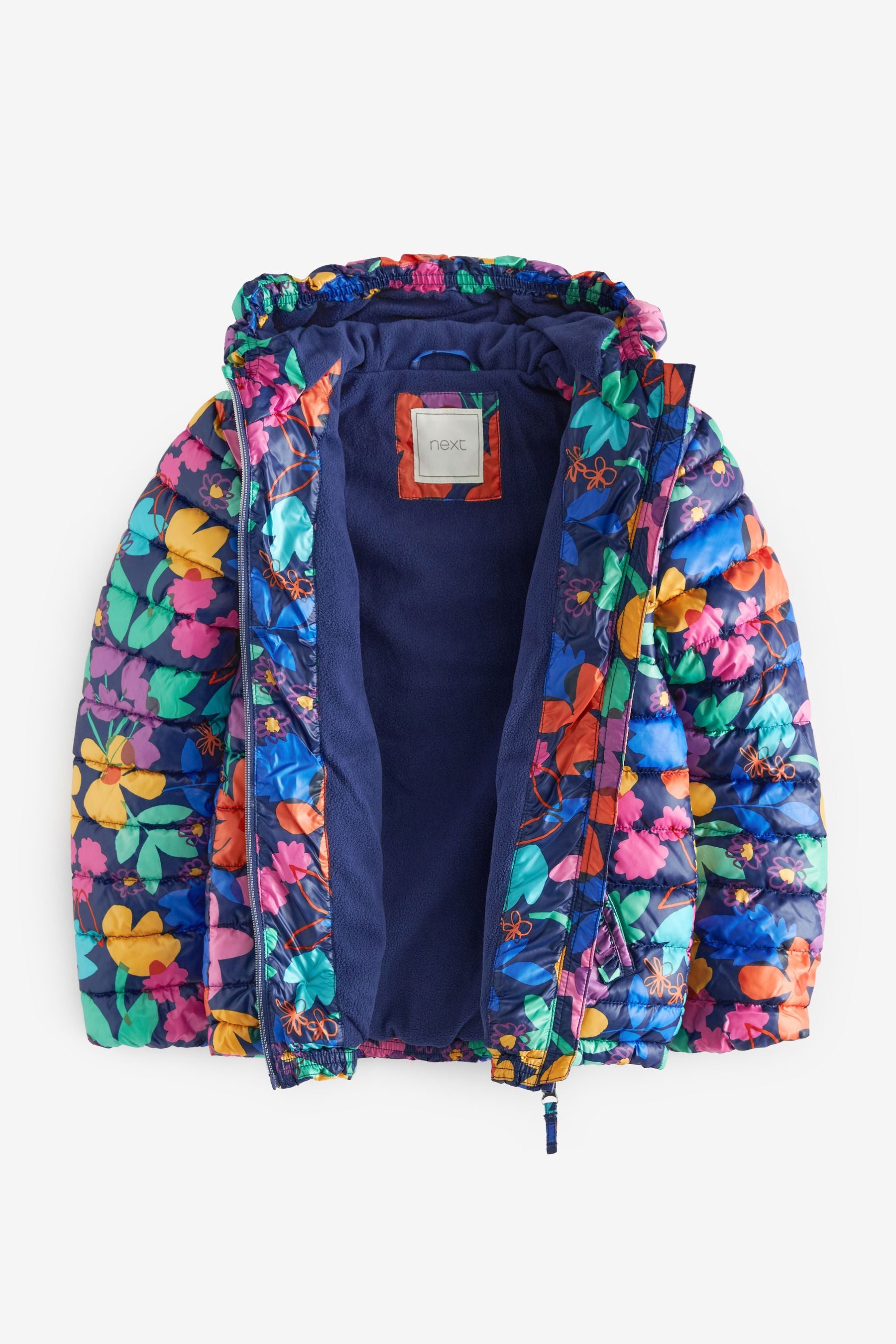 Navy Blue Multi Floral Shower Resistant Printed Padded Coat (3mths-7yrs)