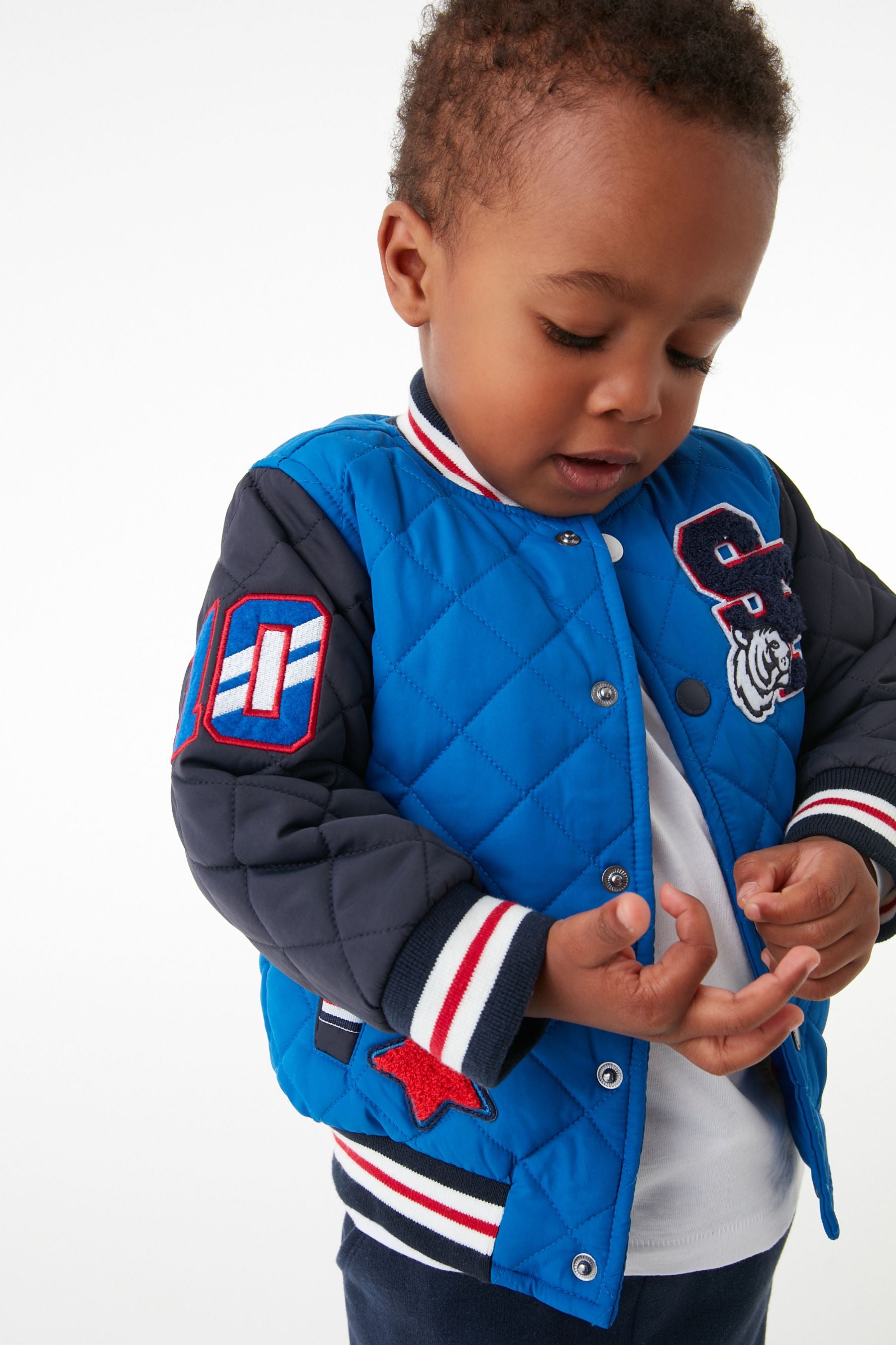 Navy Blue Quilted Bomber Jacket (3mths-7yrs)