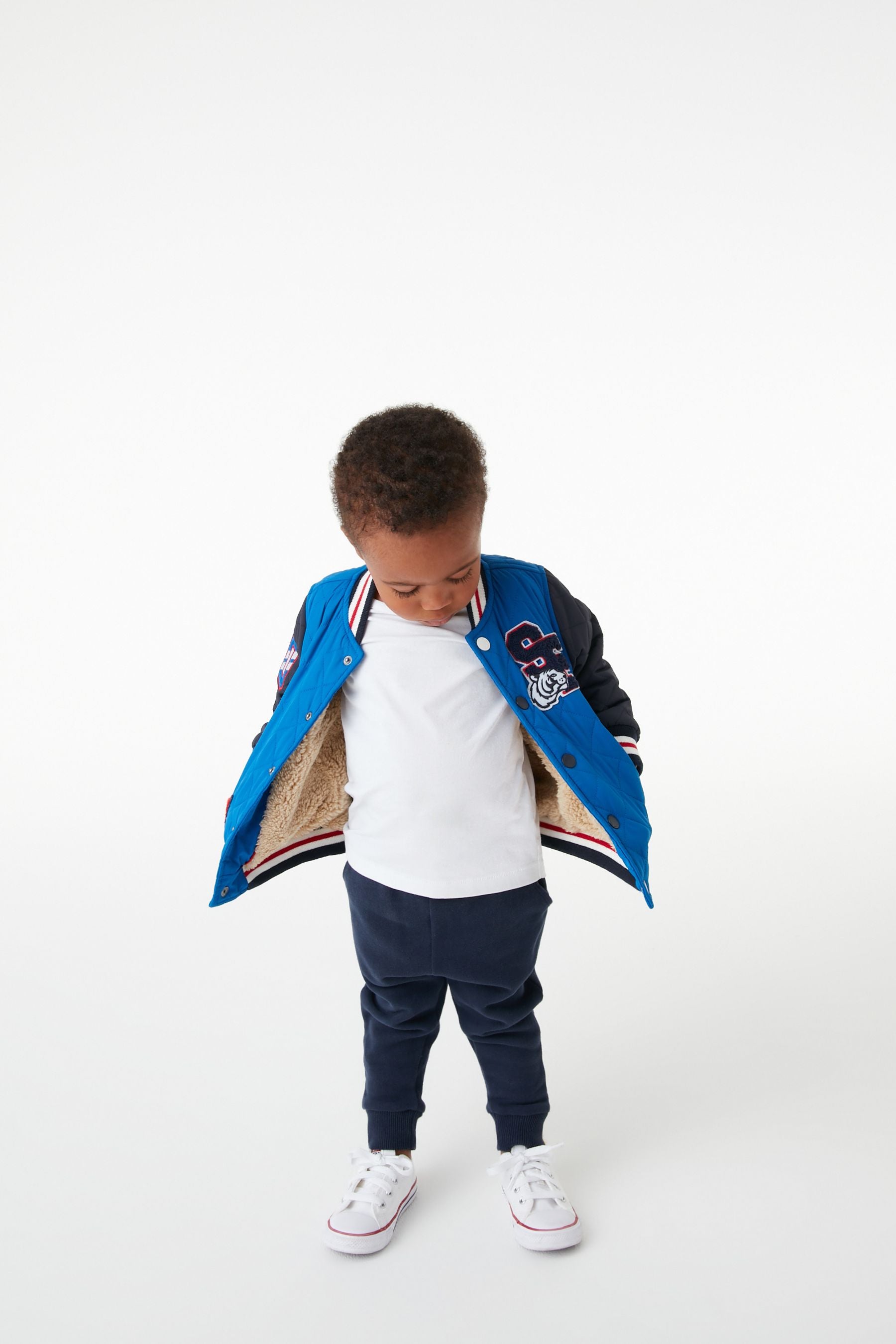 Navy Blue Quilted Bomber Jacket (3mths-7yrs)