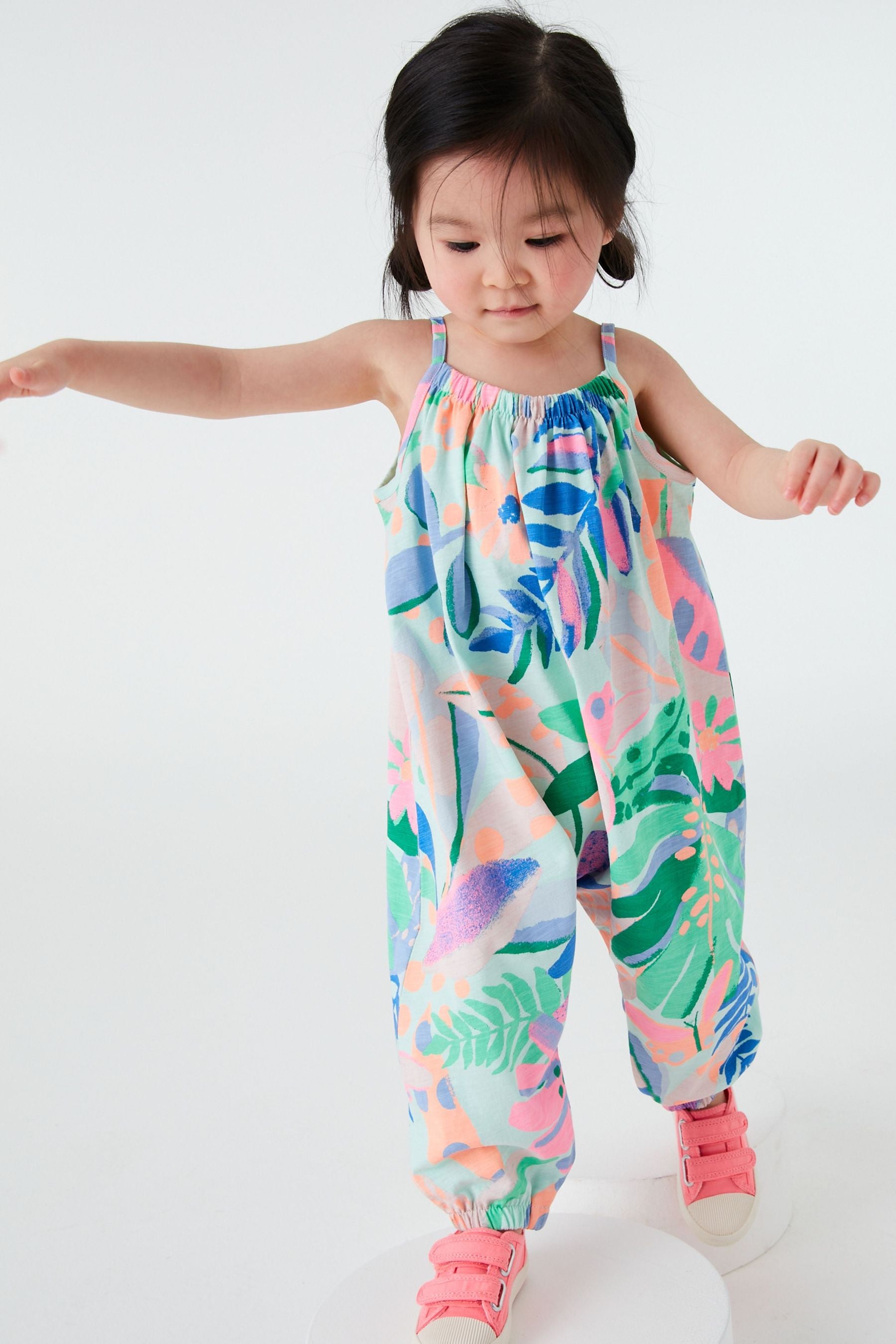 Bright Tropical Jersey Strappy Jumpsuit (3mths-7yrs)