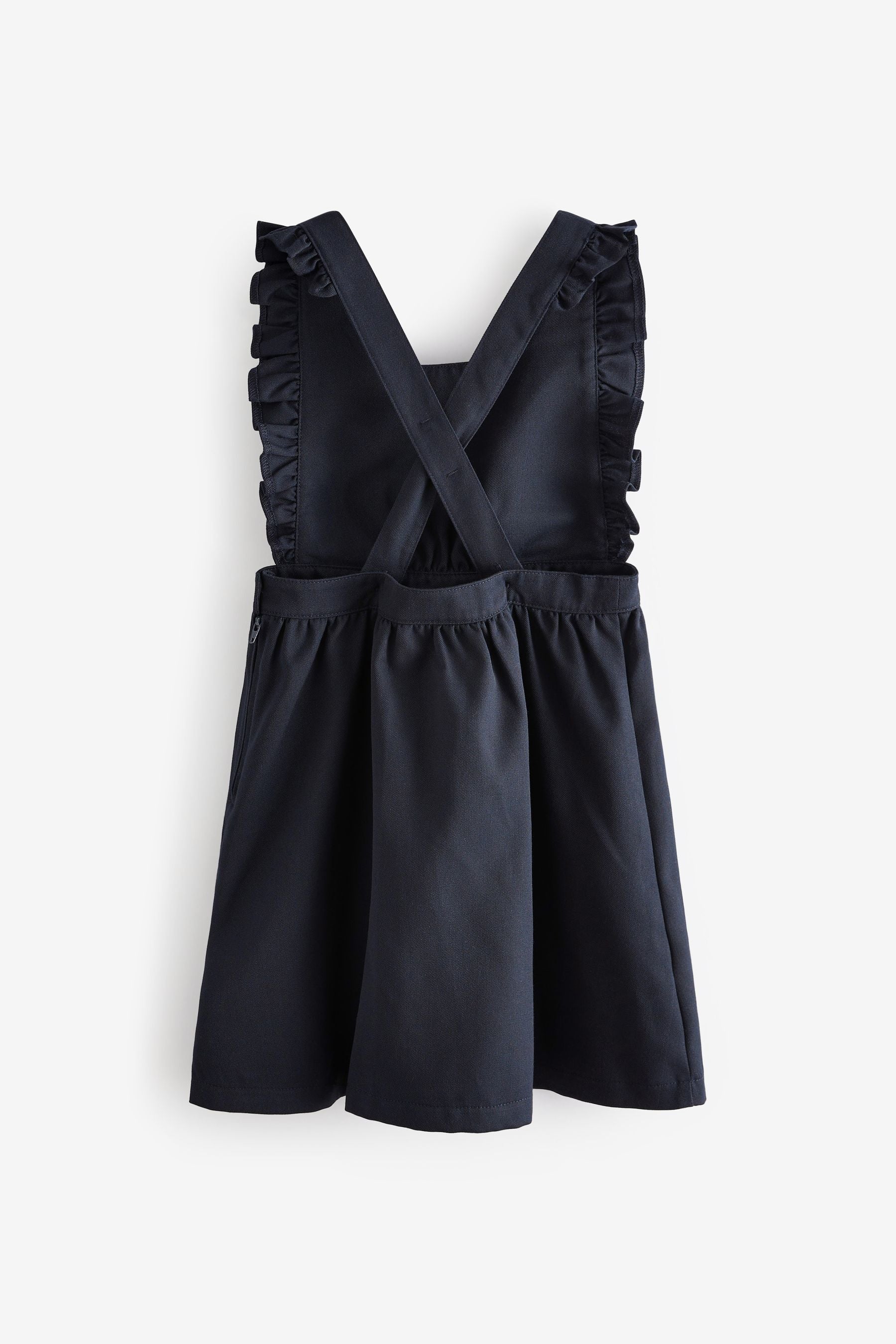 Navy Blue Ruffle Detail Pinafore School Dress (3-14yrs)