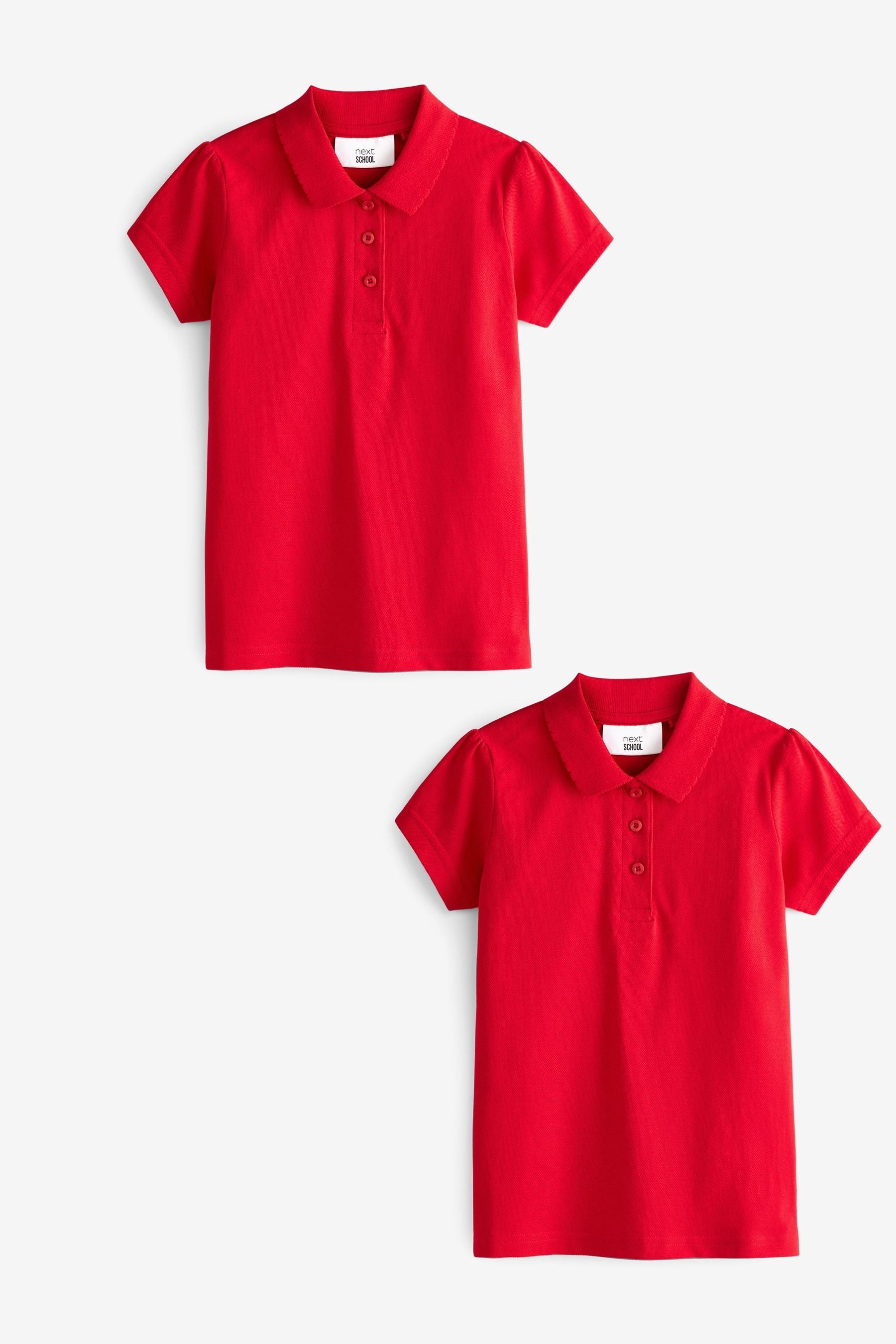 Red Cotton Short Sleeve Polo Shirts 2 Pack (3-16yrs)