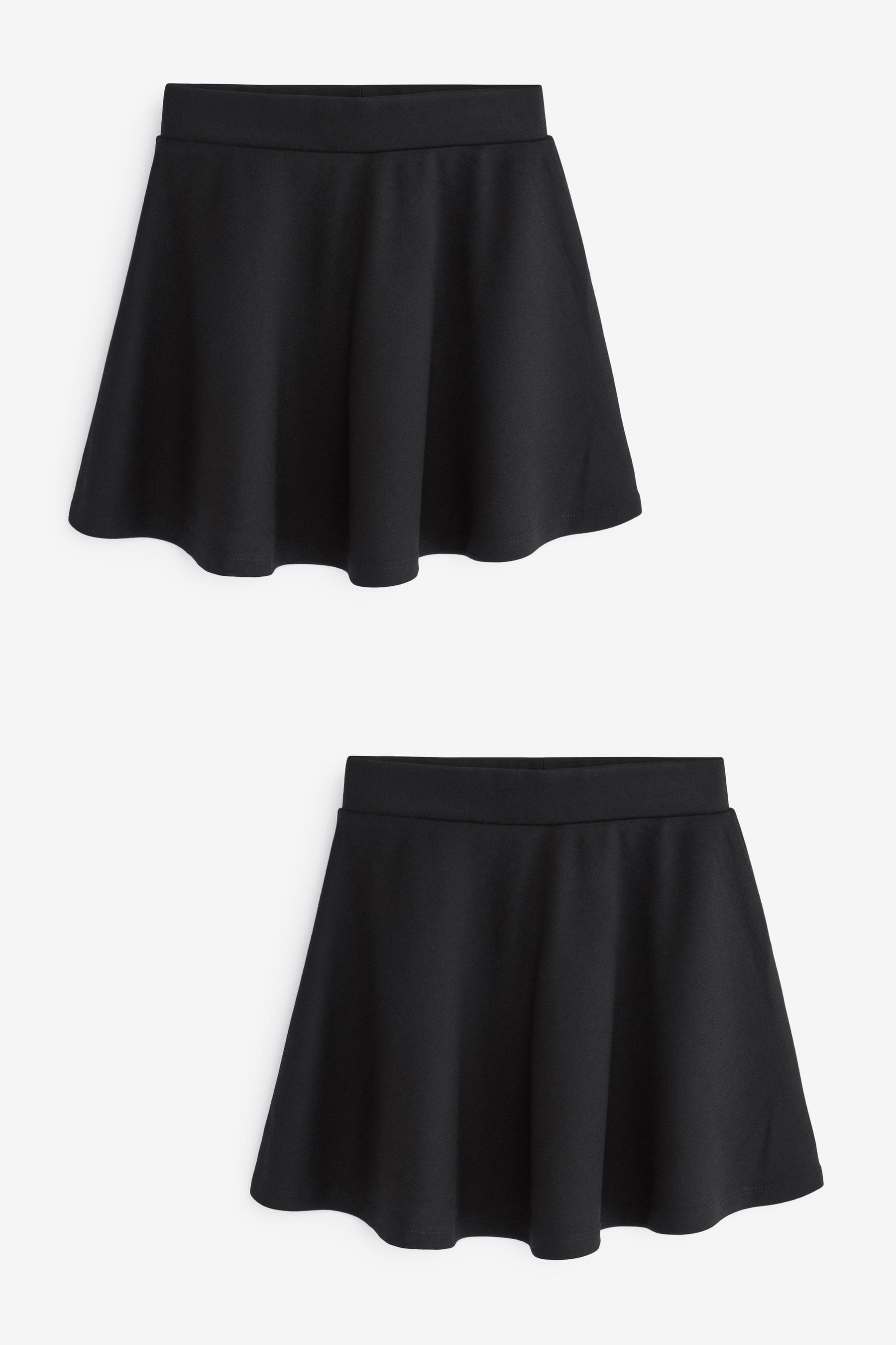 Black 2 Pack Jersey Stretch Pull-On Waist School Skater Skirts (3-17yrs)