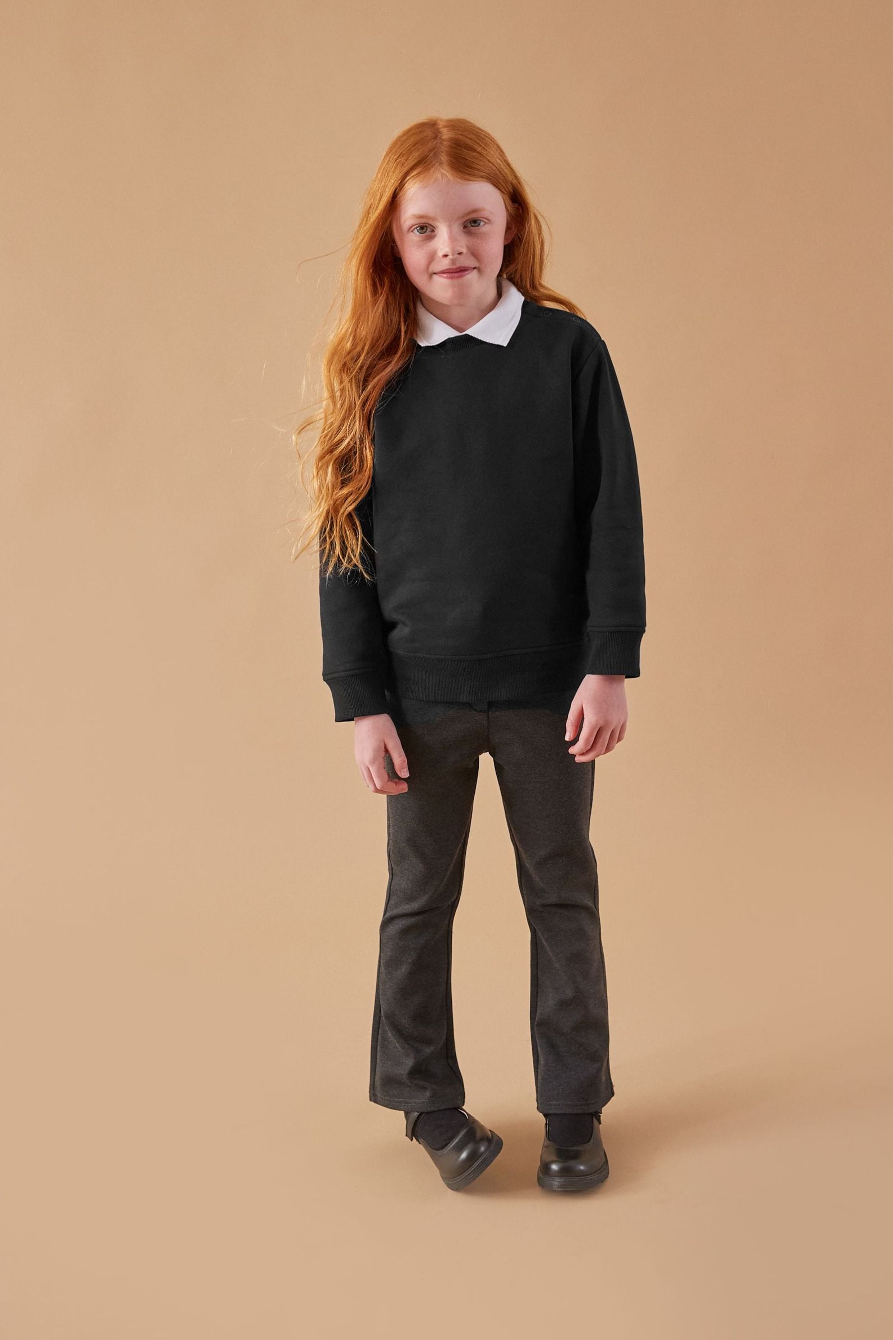 Black Dressing Made Easy Cotton Rich Poppered Shoulder Sweatshirt (3-16yrs)